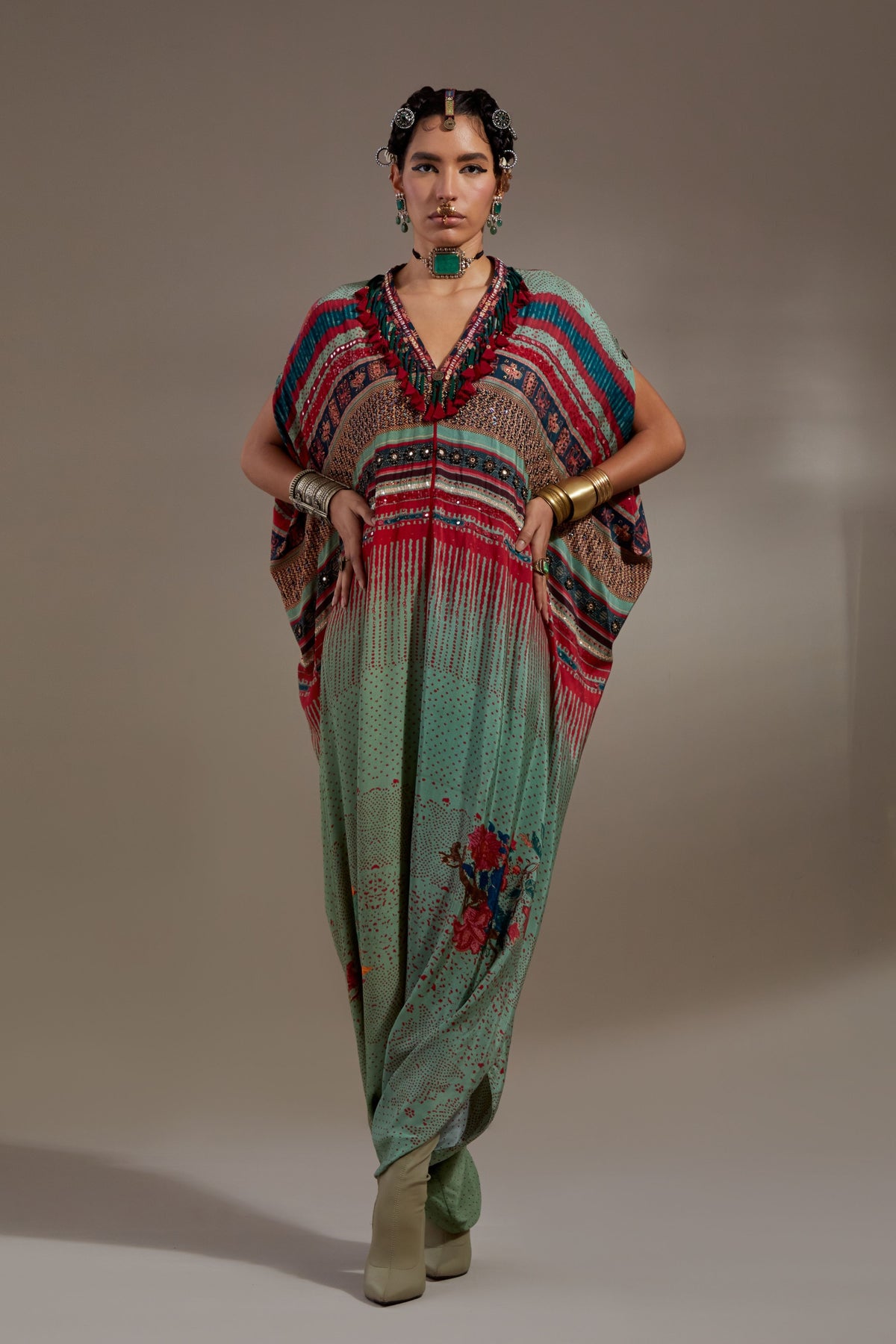 Ash Green Vayu Kaftan Jumpsuit