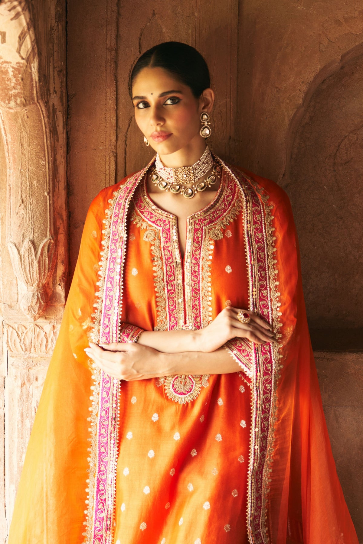 Sobia Orange Kurta Set
