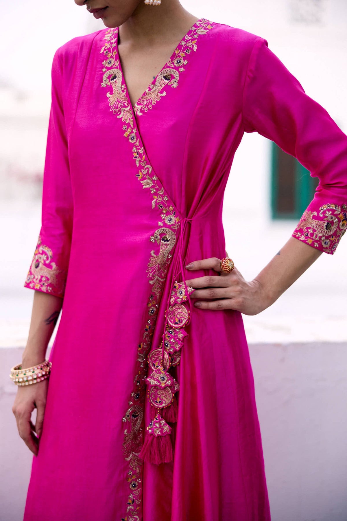 Peacock Bandhani Angrakha Set