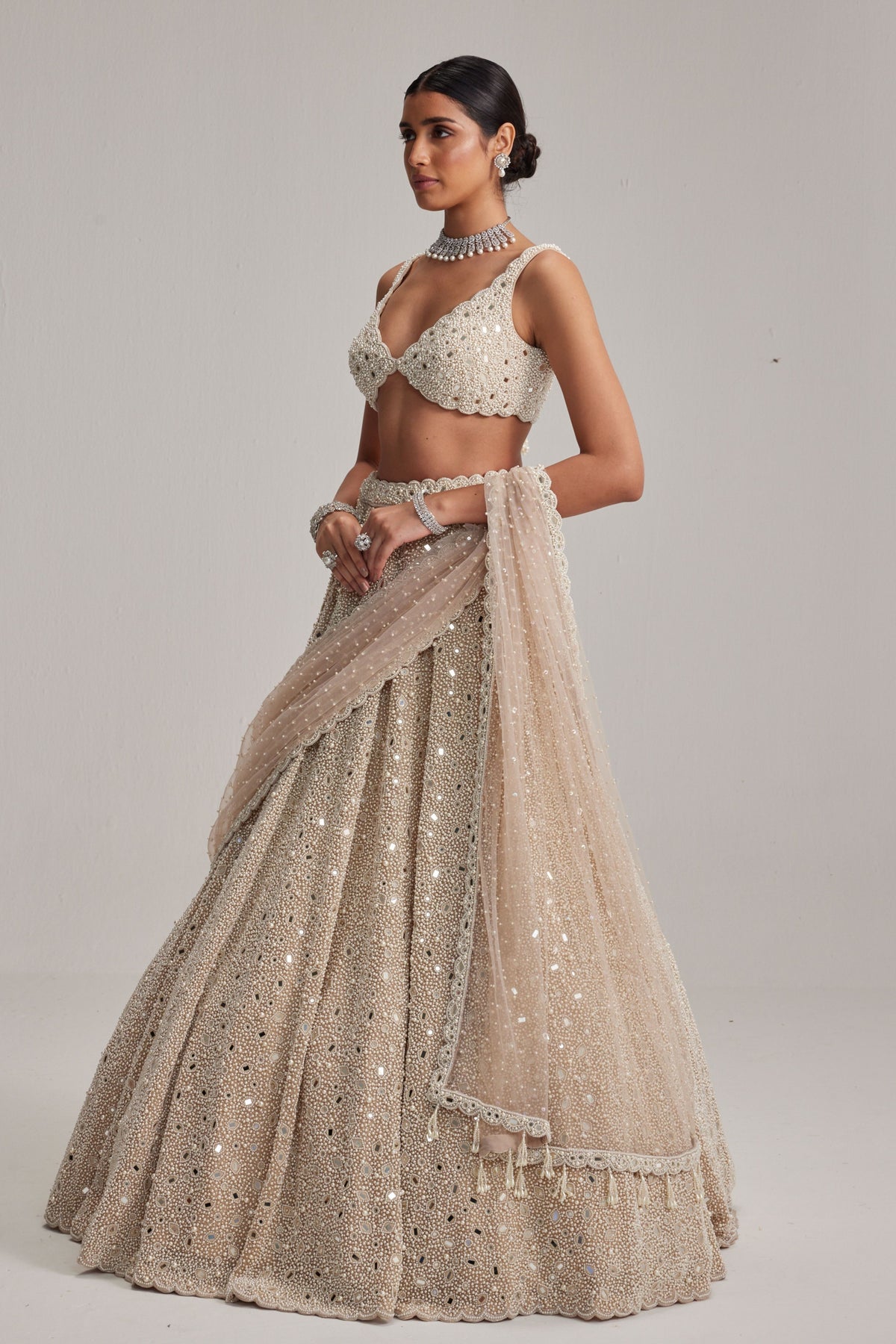 Light Beige Lehenga Set