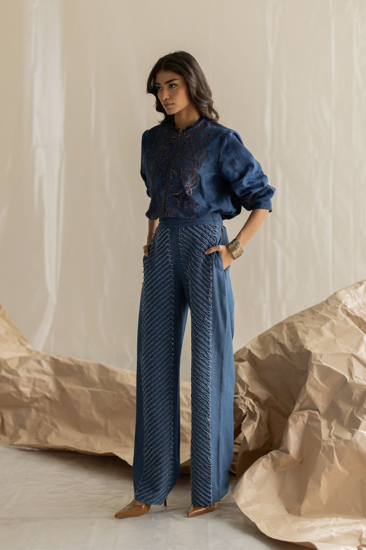 Fringe Straight Fit Denim Pant