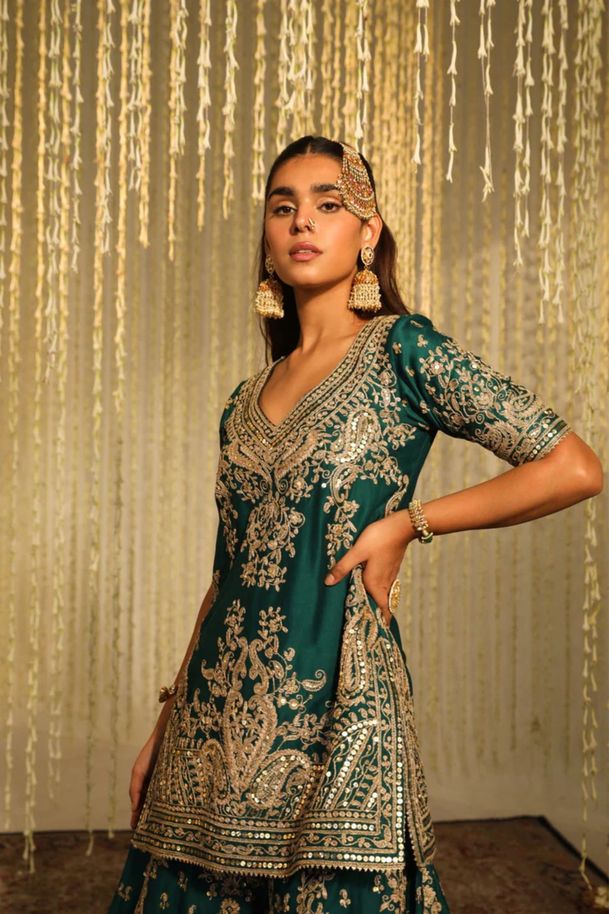 Aafiya Green Sharara Set