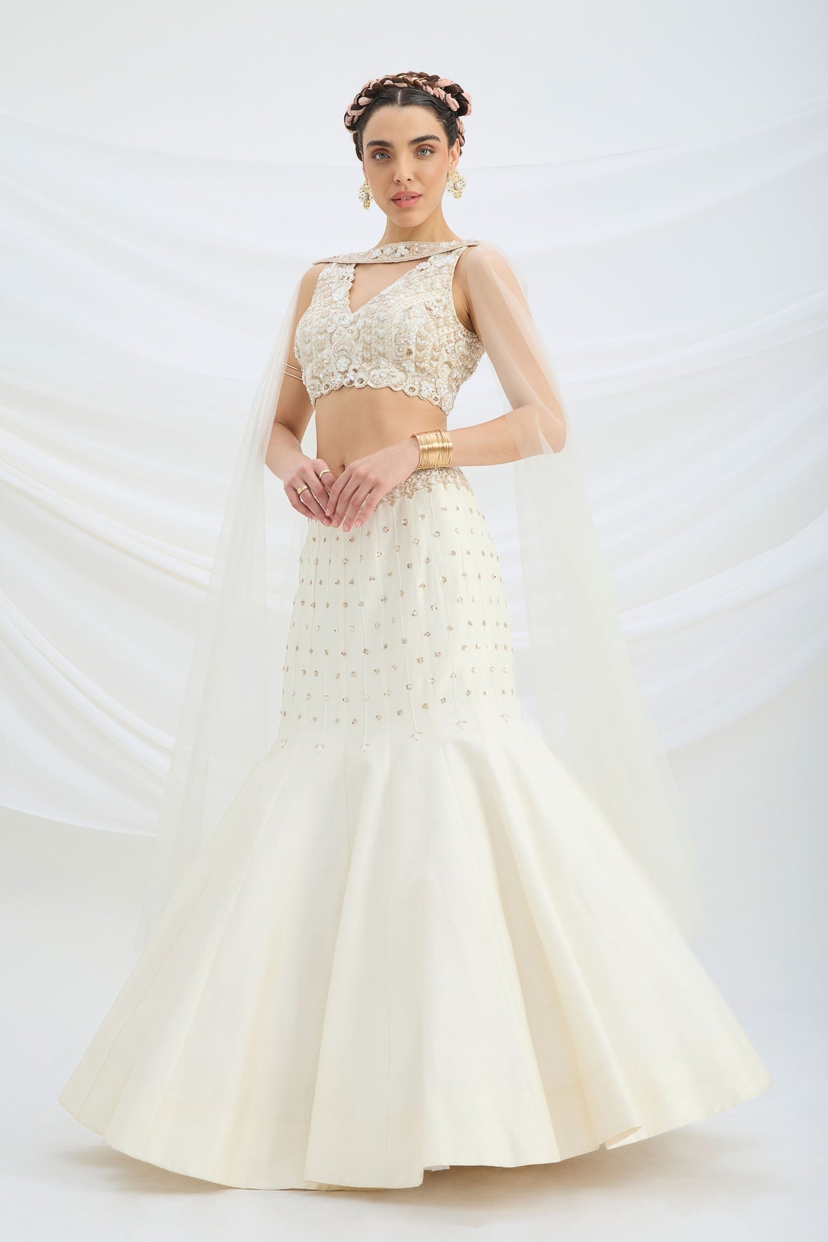 Fishcut Embroidered Lehenga Set