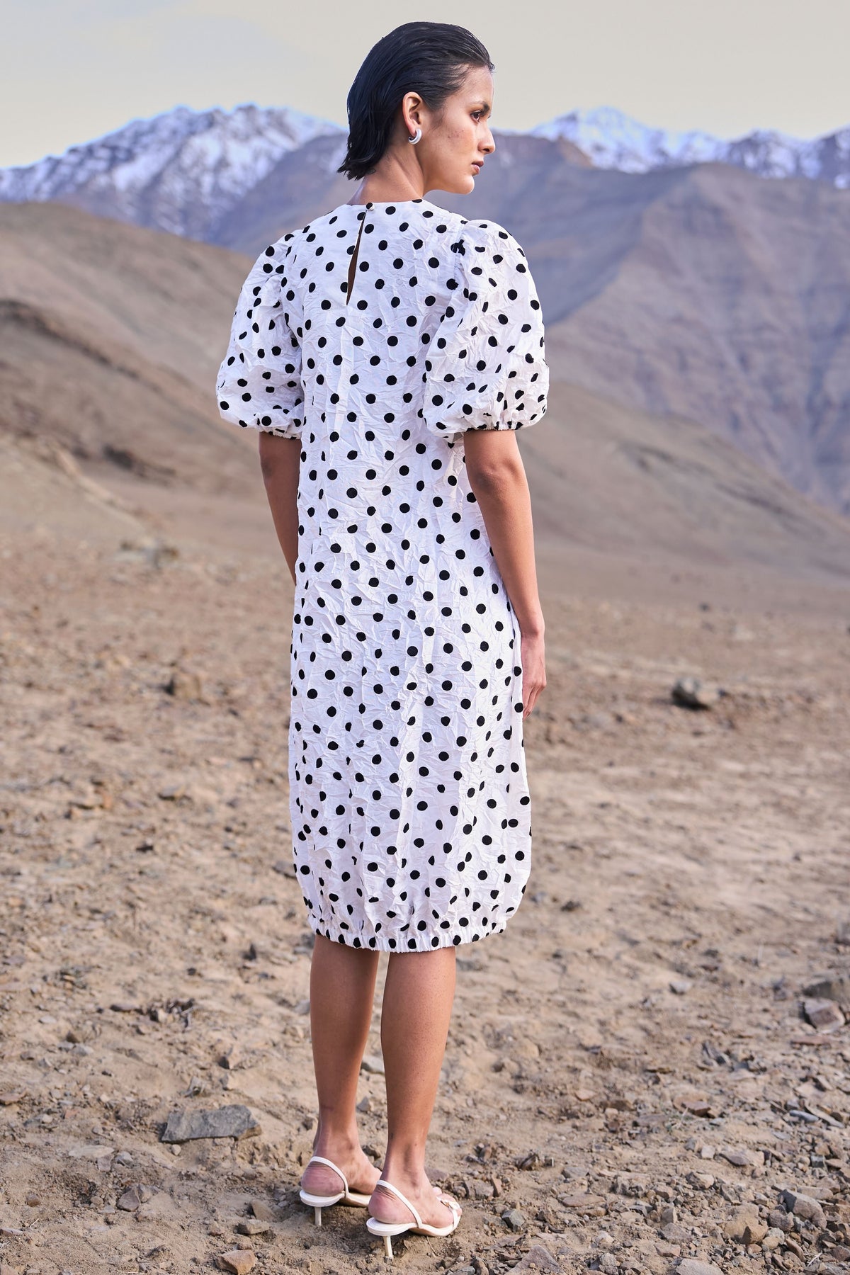 Crushed Polka Dot Dress