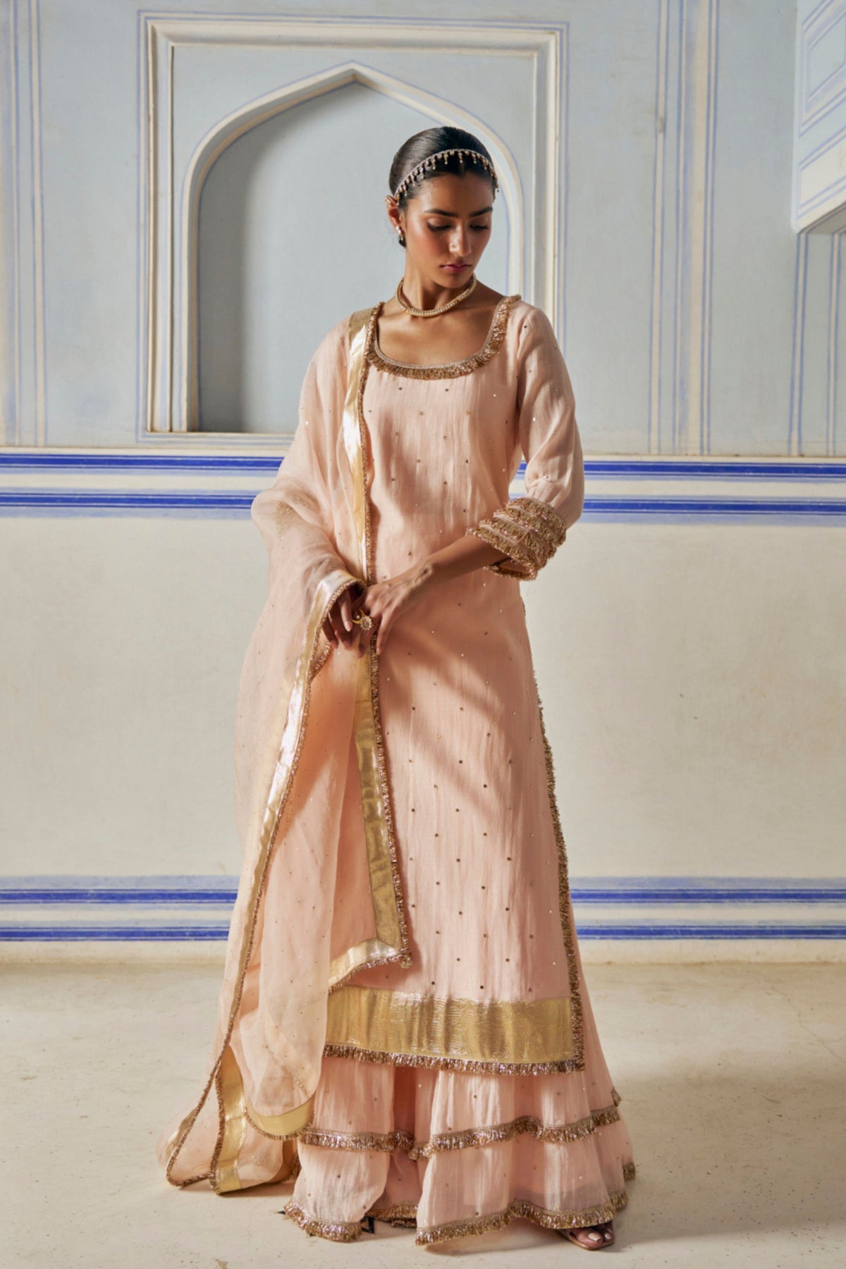Vintage Blush Kurta Sharara Set