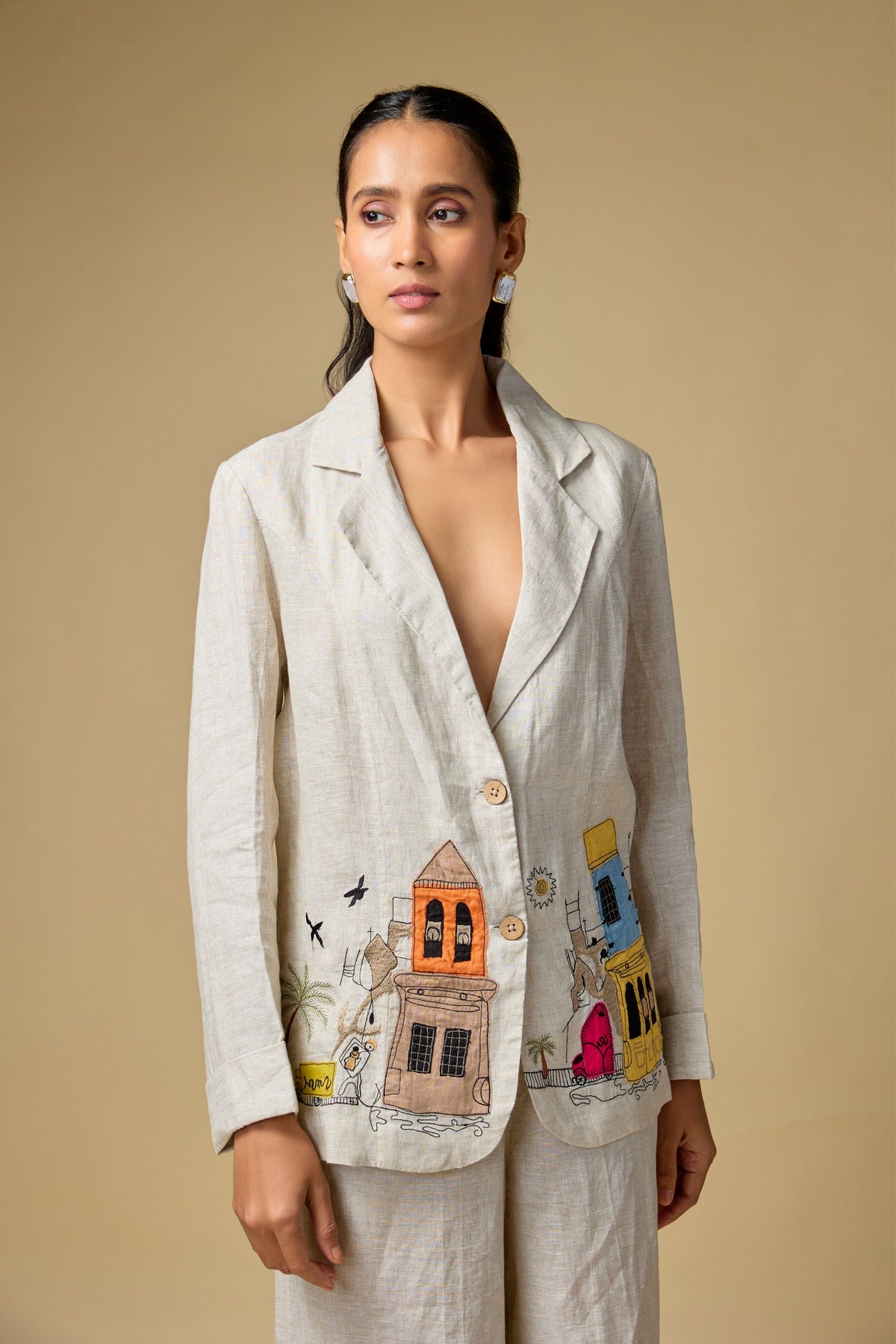 Beige Linen Blazer