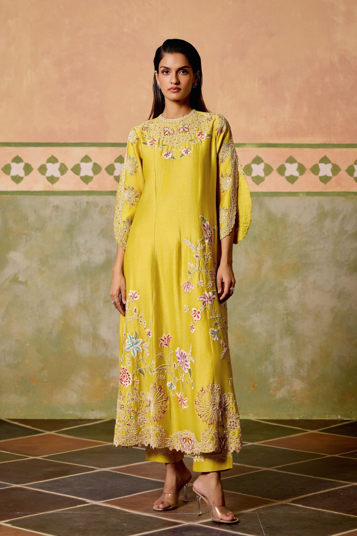 Yellow chanderi Kurta Set