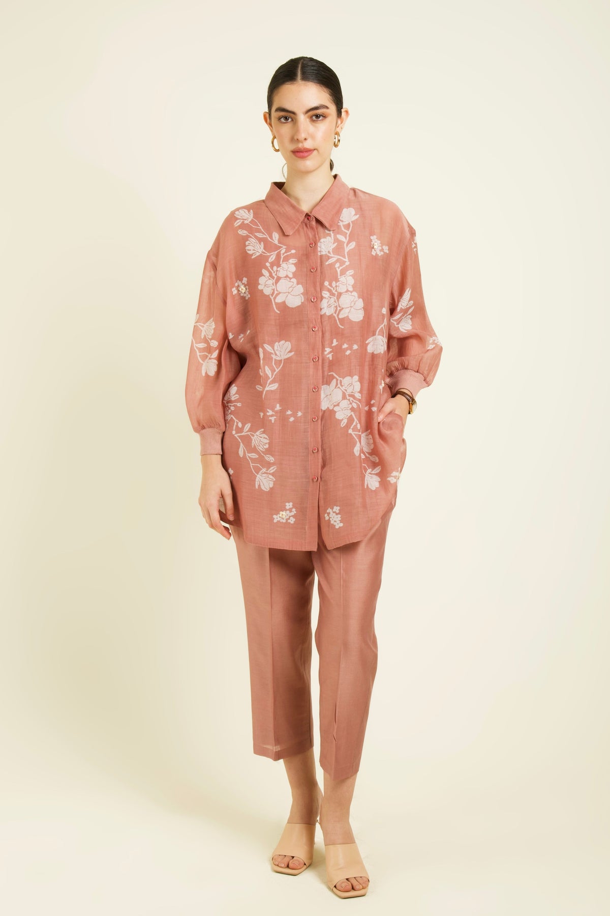 Almond Chanderi Co-ord Set