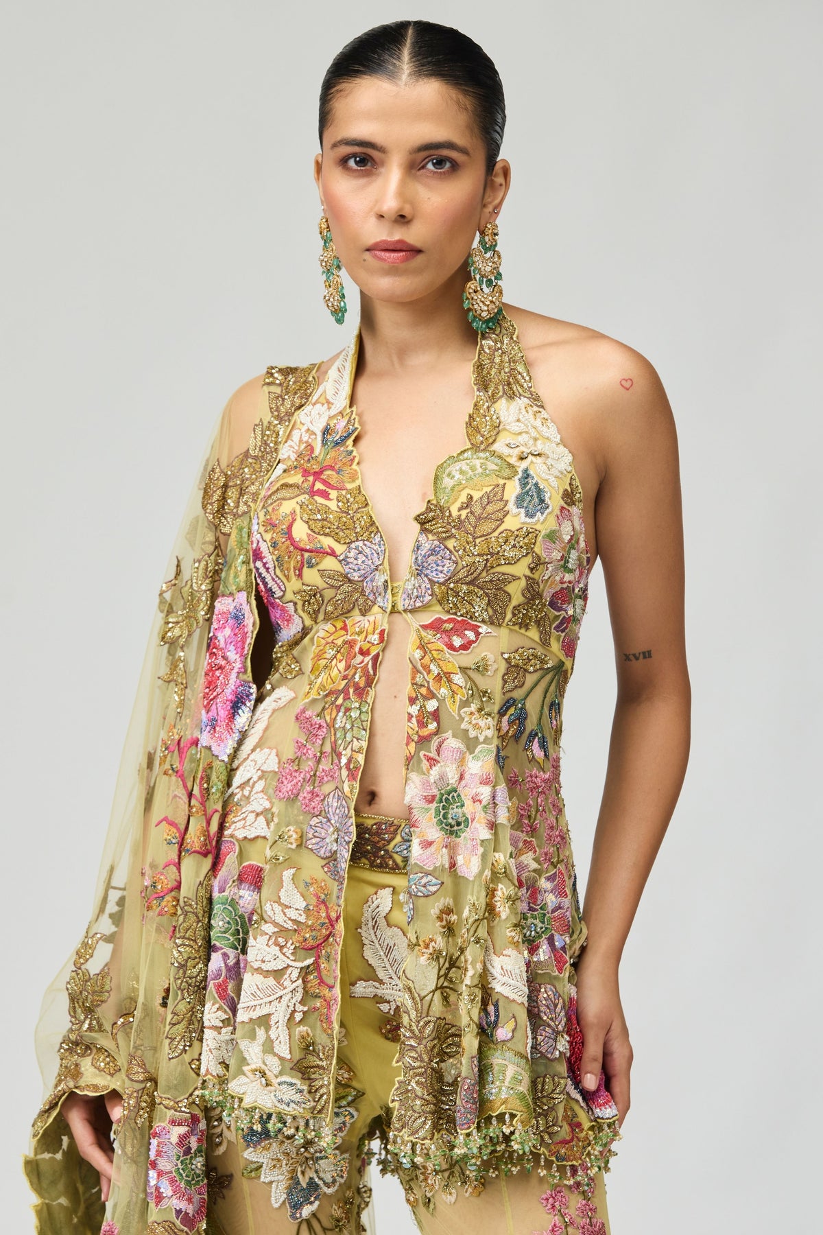 Multicolor Embroidered Sharara Set