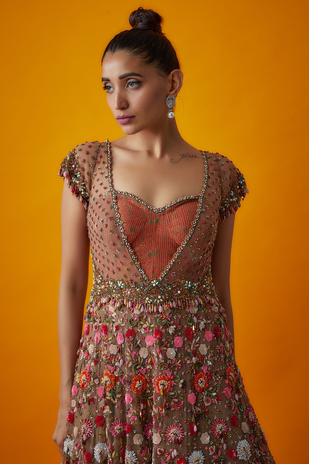 Multi Coloured Embroidered Gown