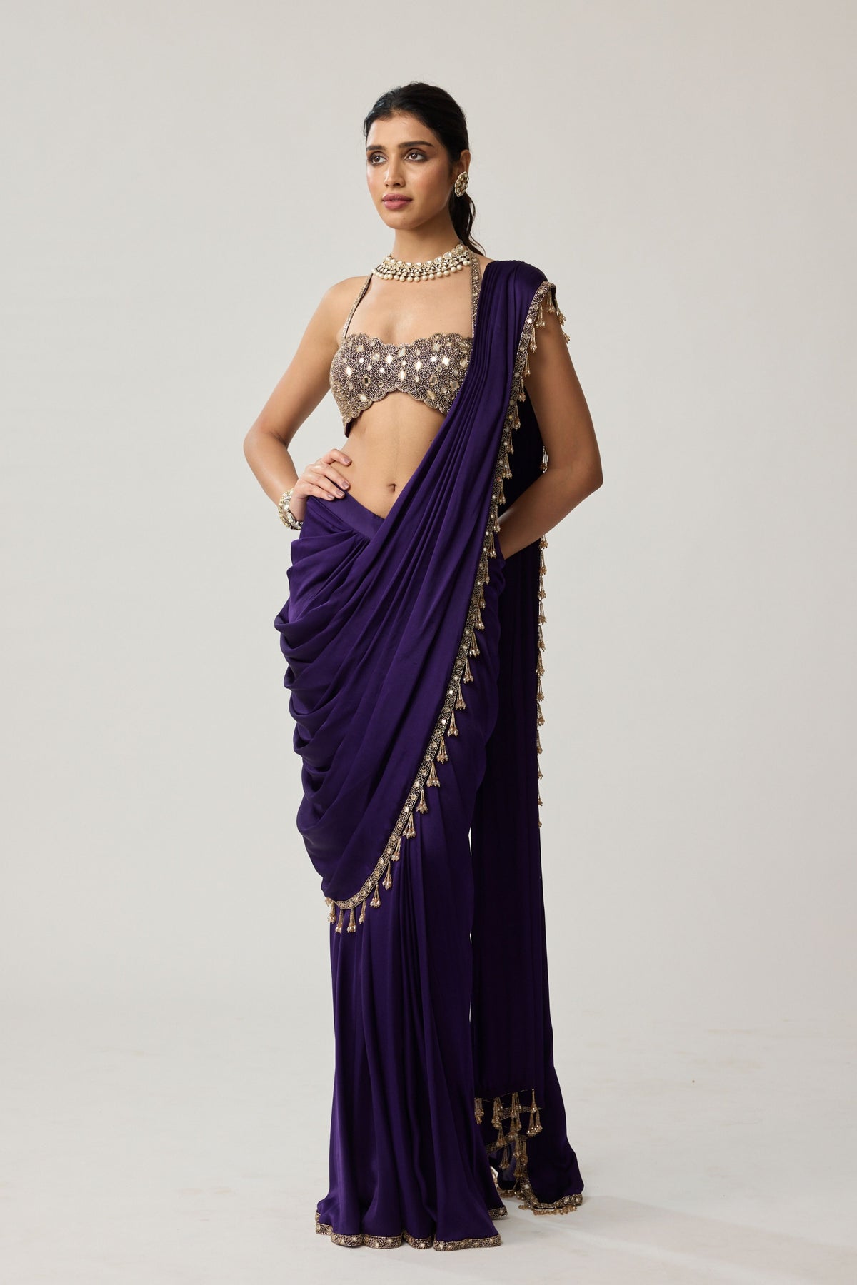 Royalty Purple Draped Saree Set