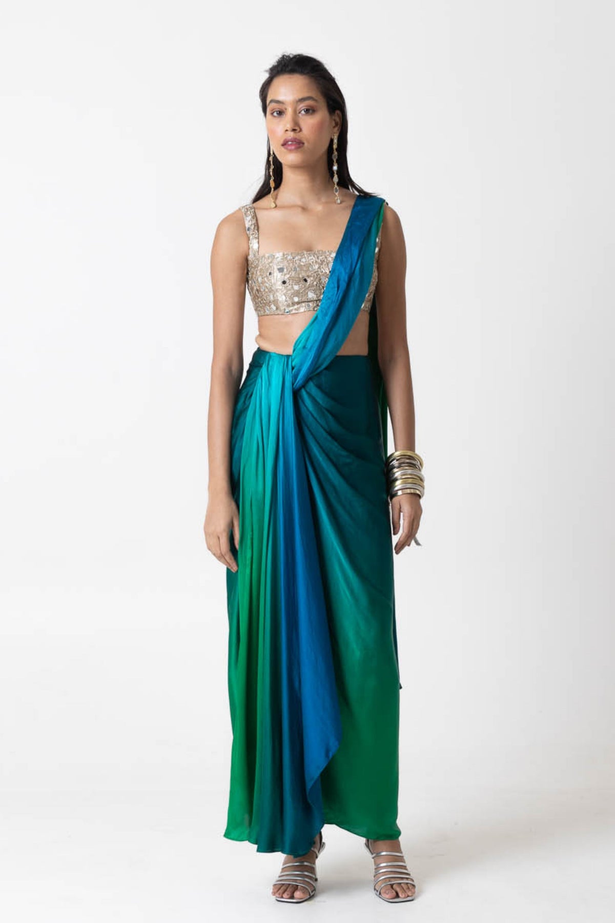 Sky Lights Drape Saree Set