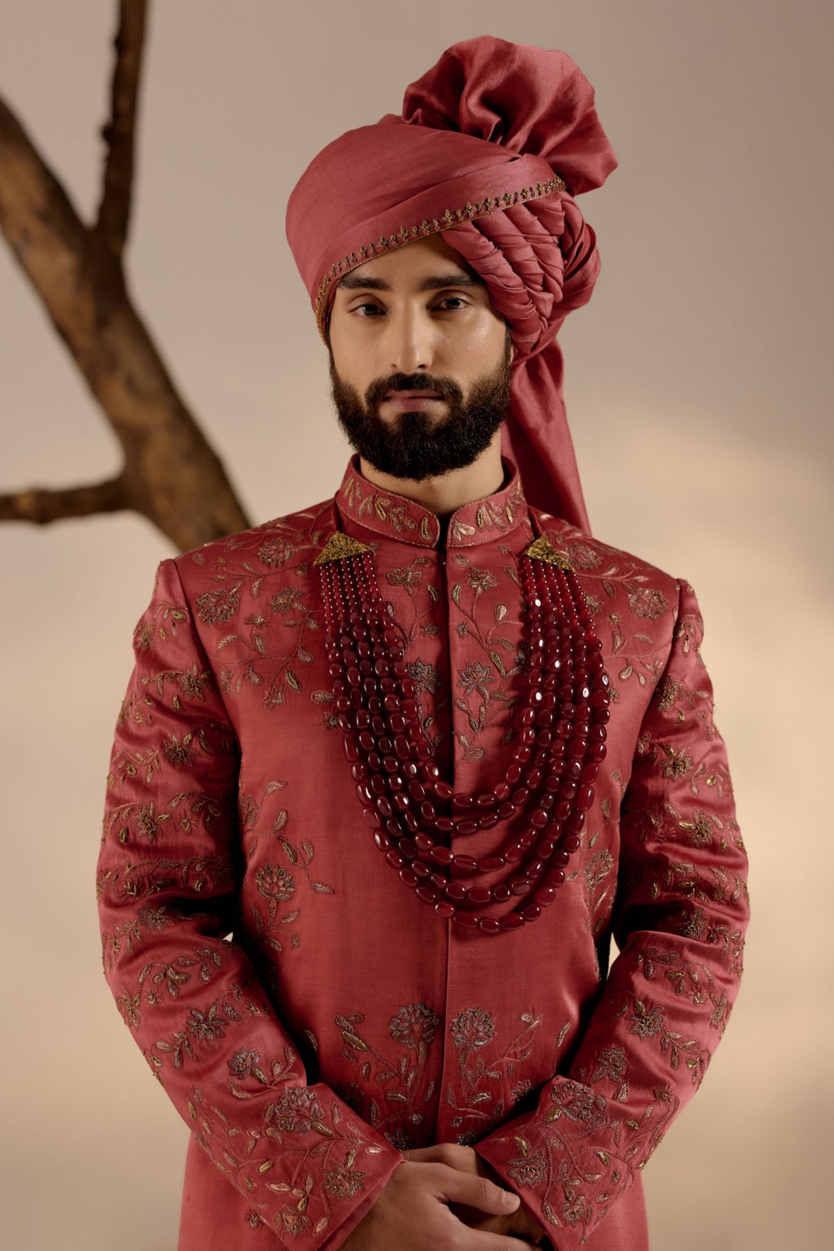 Red Ochre Sherwani Set