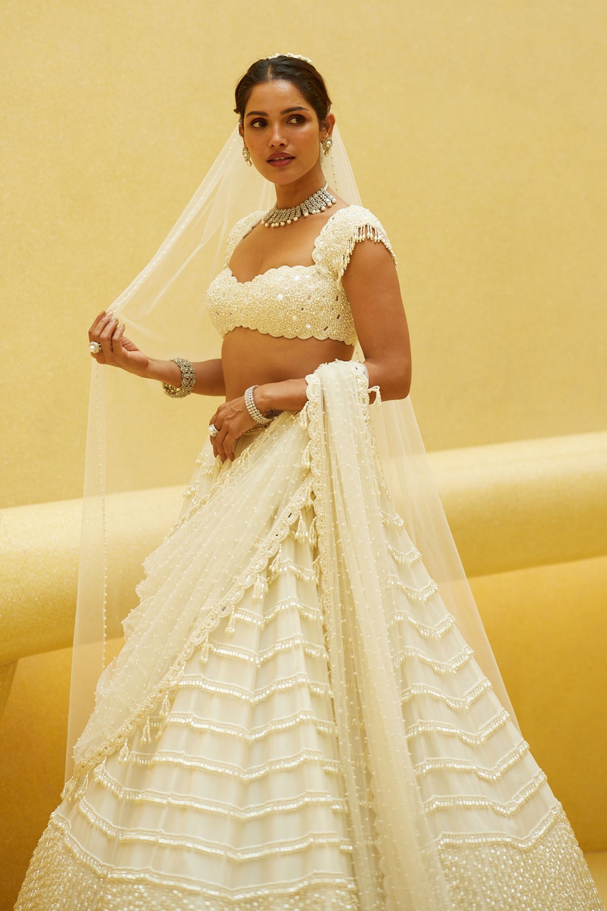 Mirror and Pearl Drop Lehenga Set