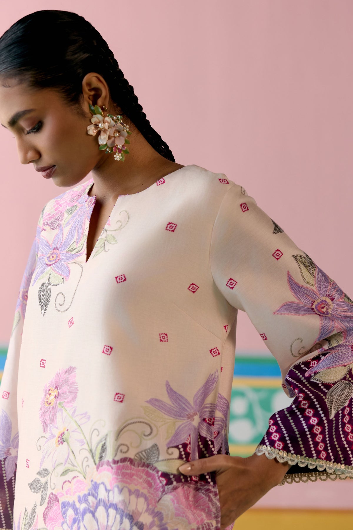 Purple Ikkat Sharara Set
