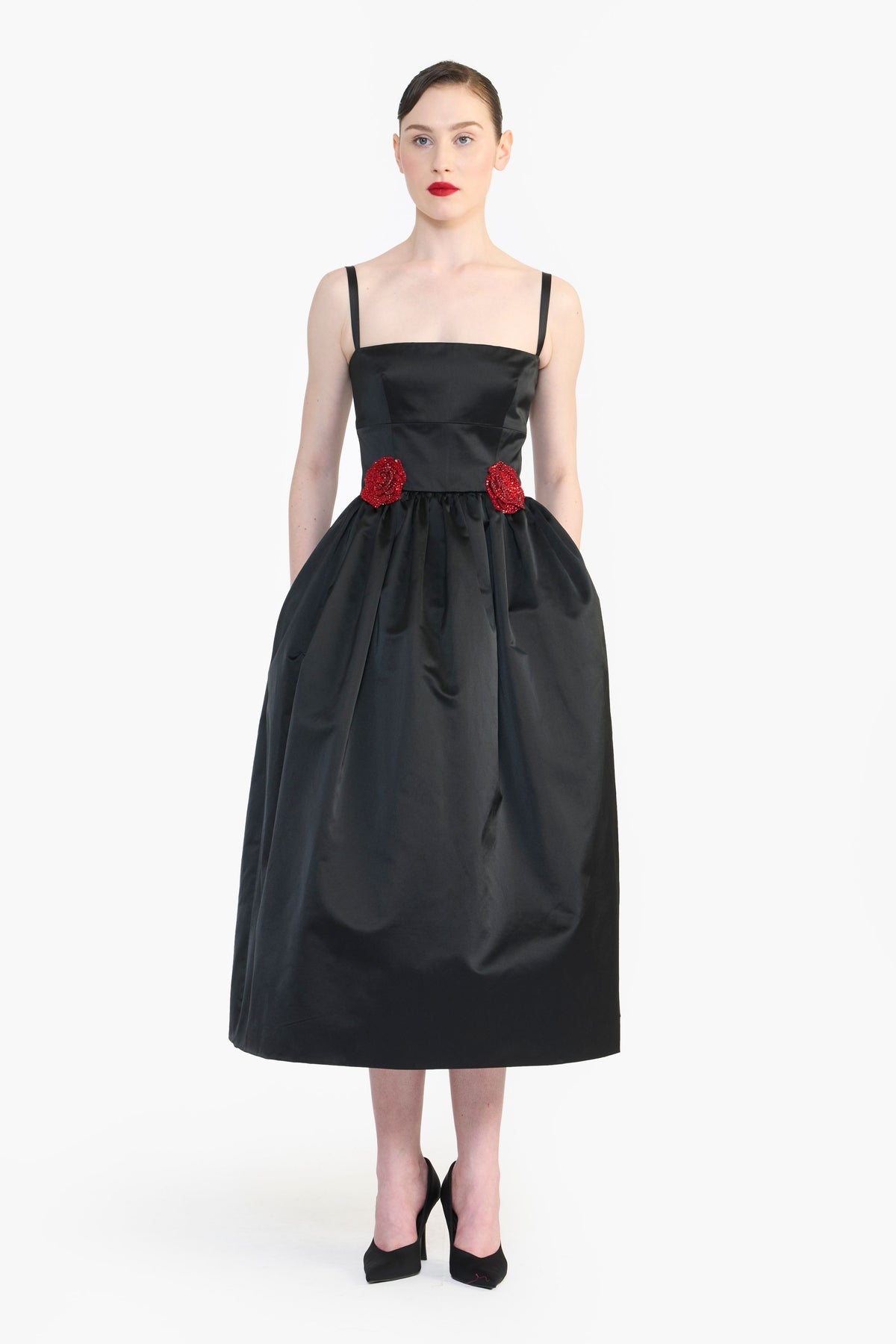 Midi Dress With Rose Flower