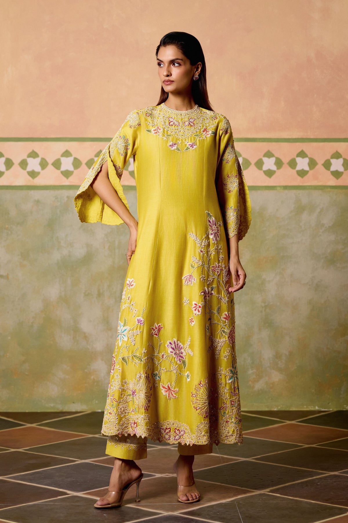 Yellow chanderi Kurta Set