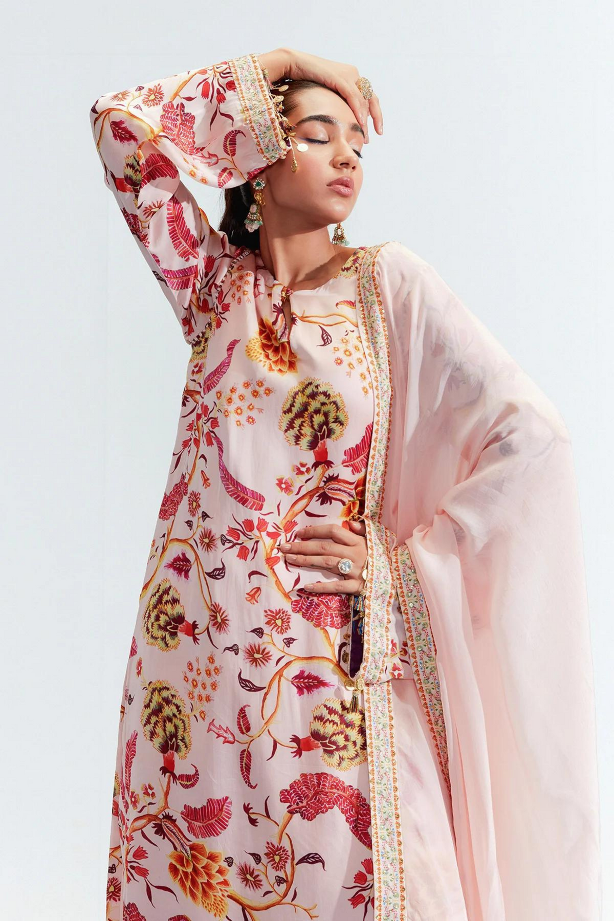 Tahira Nude Embroidered Kurta Set