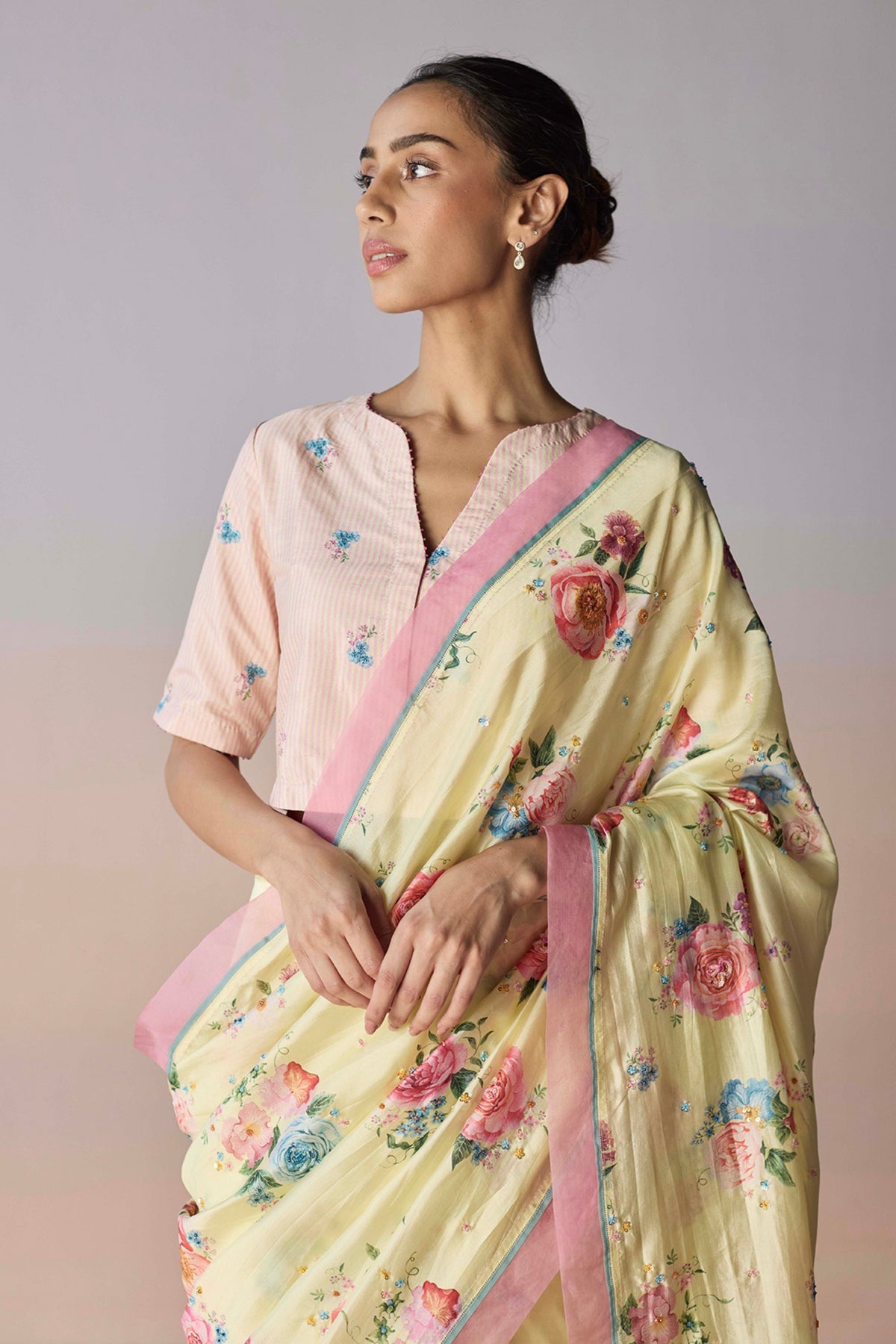 Kindred Petals Yellow Saree