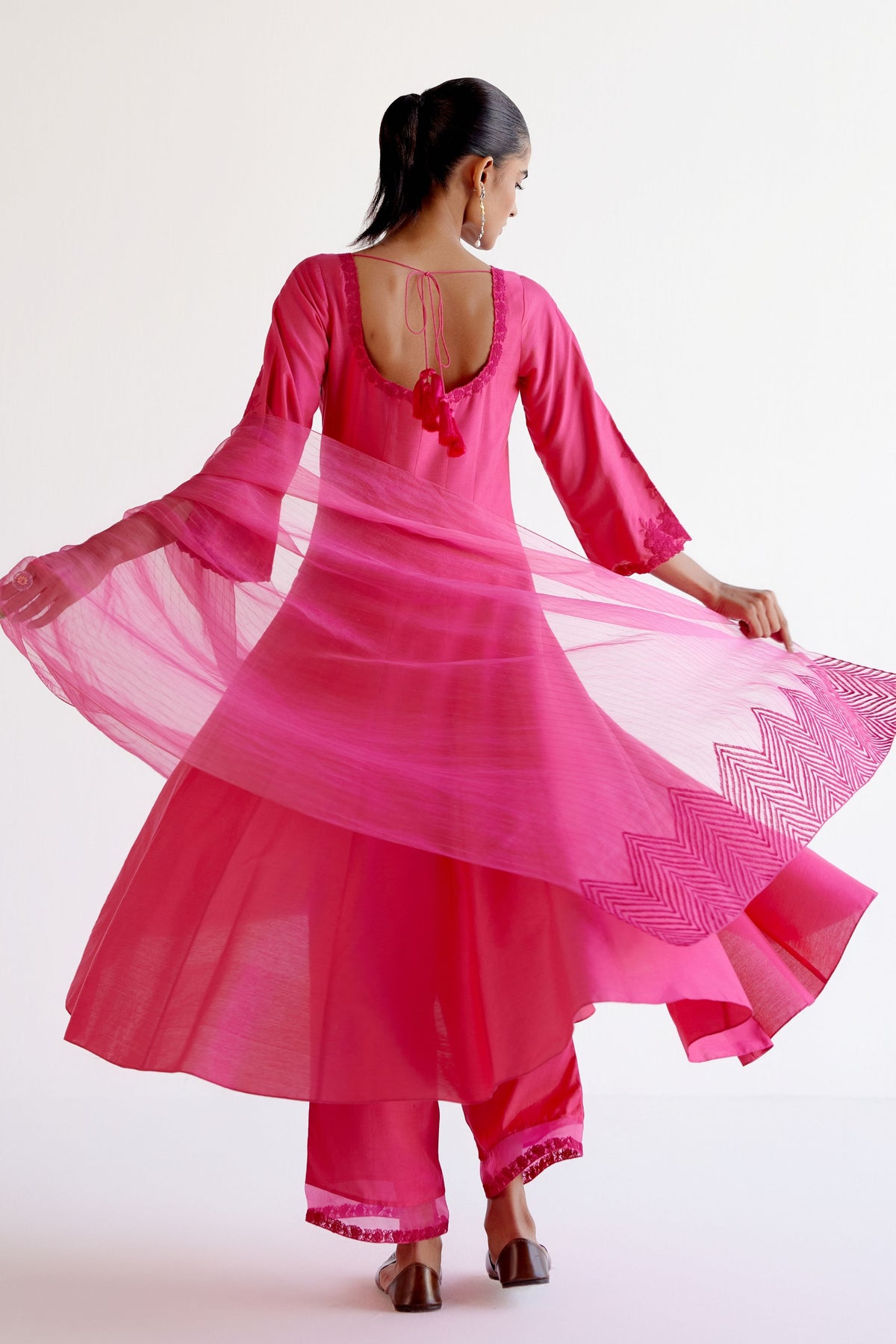 Embroidery Fuchsia Pink Anarkali Set