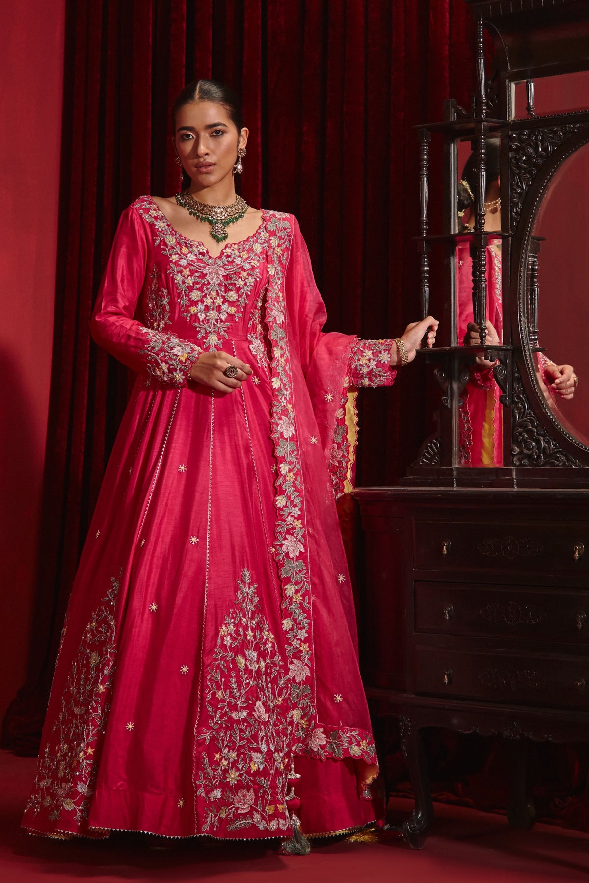 Rani Naira Anarkali Set