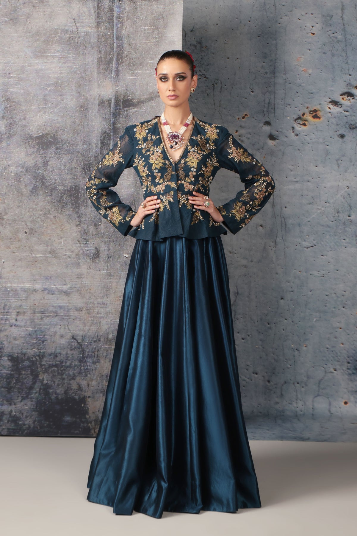 Blue Peplum Lehenga Set