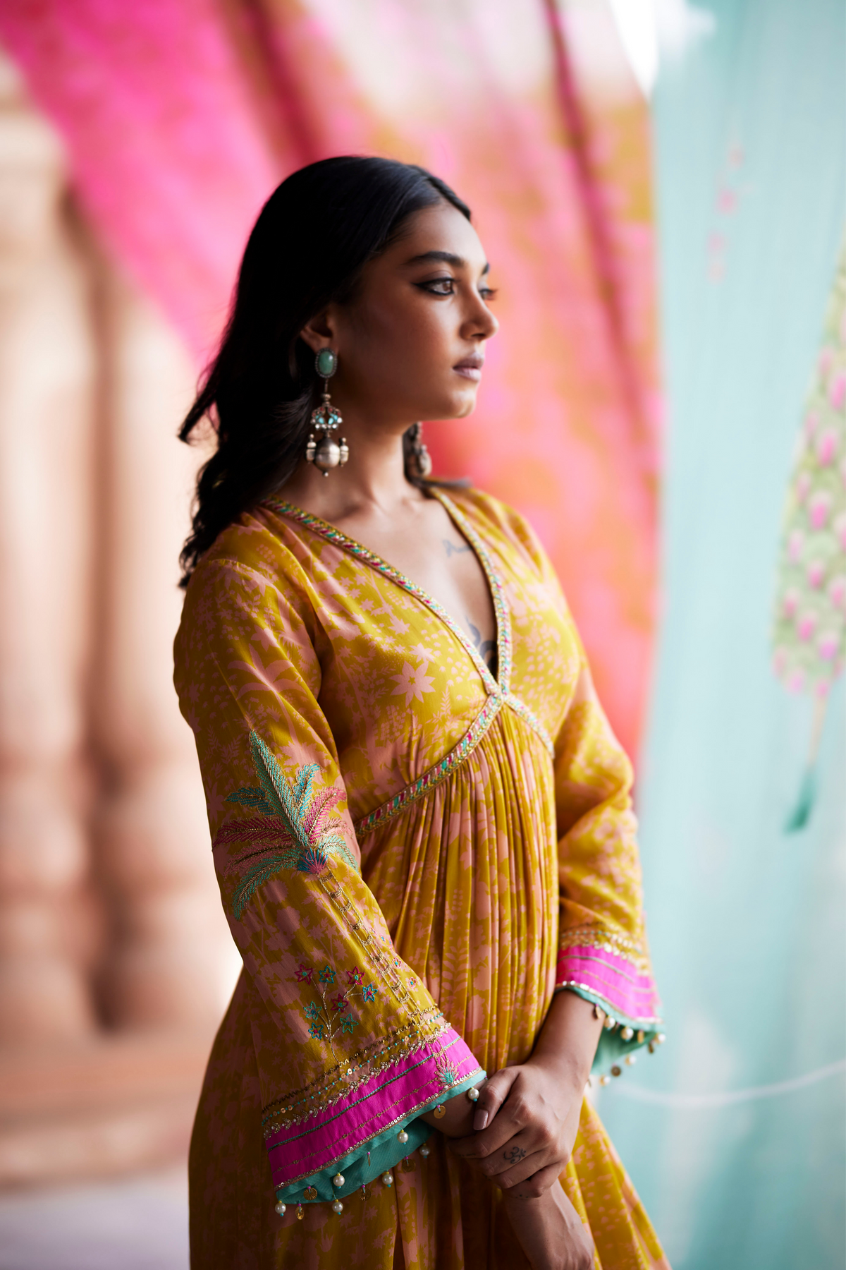 Nadira Yellow Bell Sleeve Kurta Set