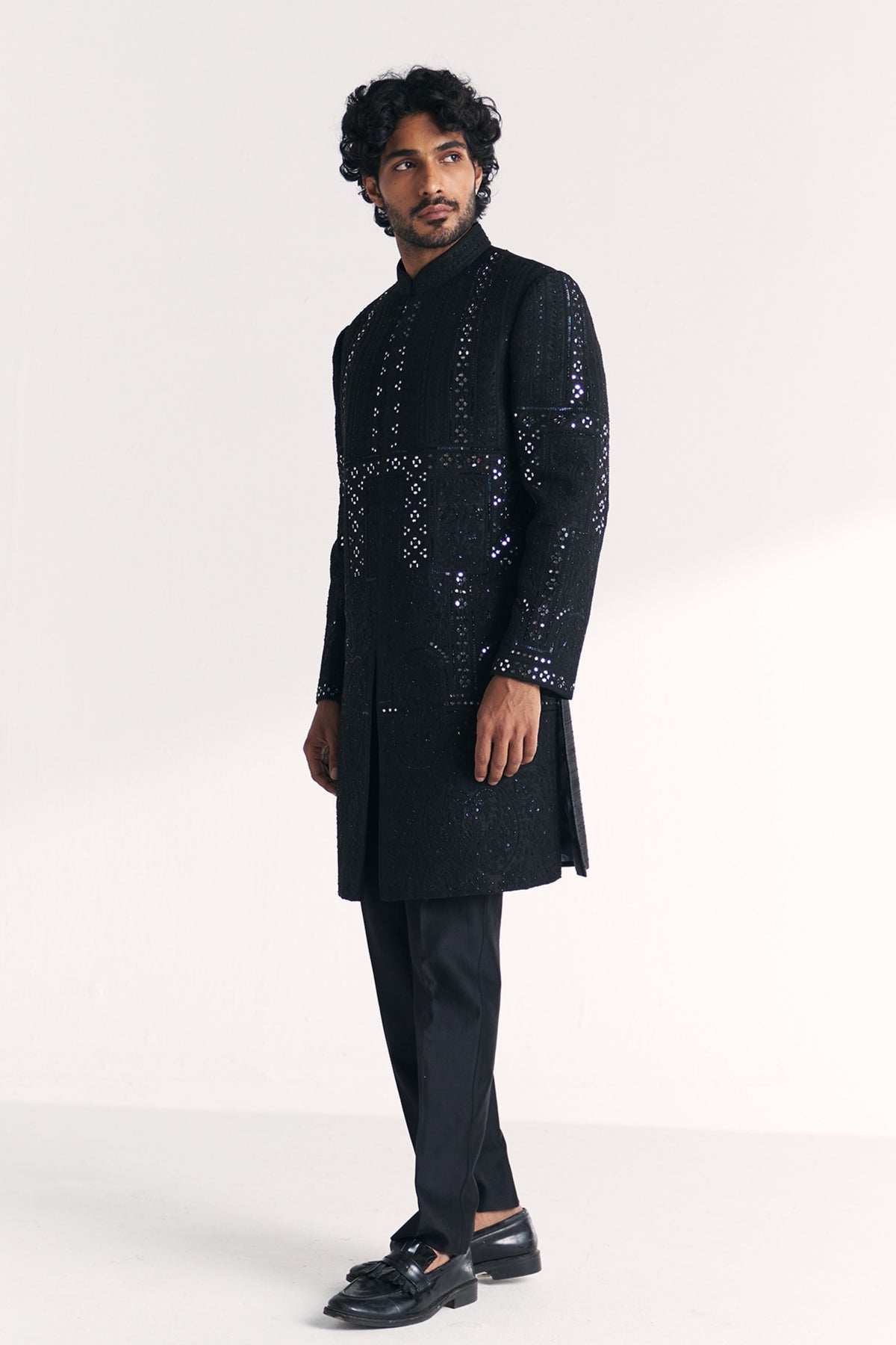 Kunj Black Achkan Set