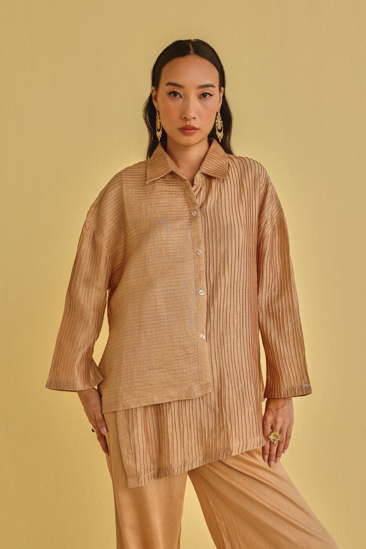 Pintuck Shirt Jacket
