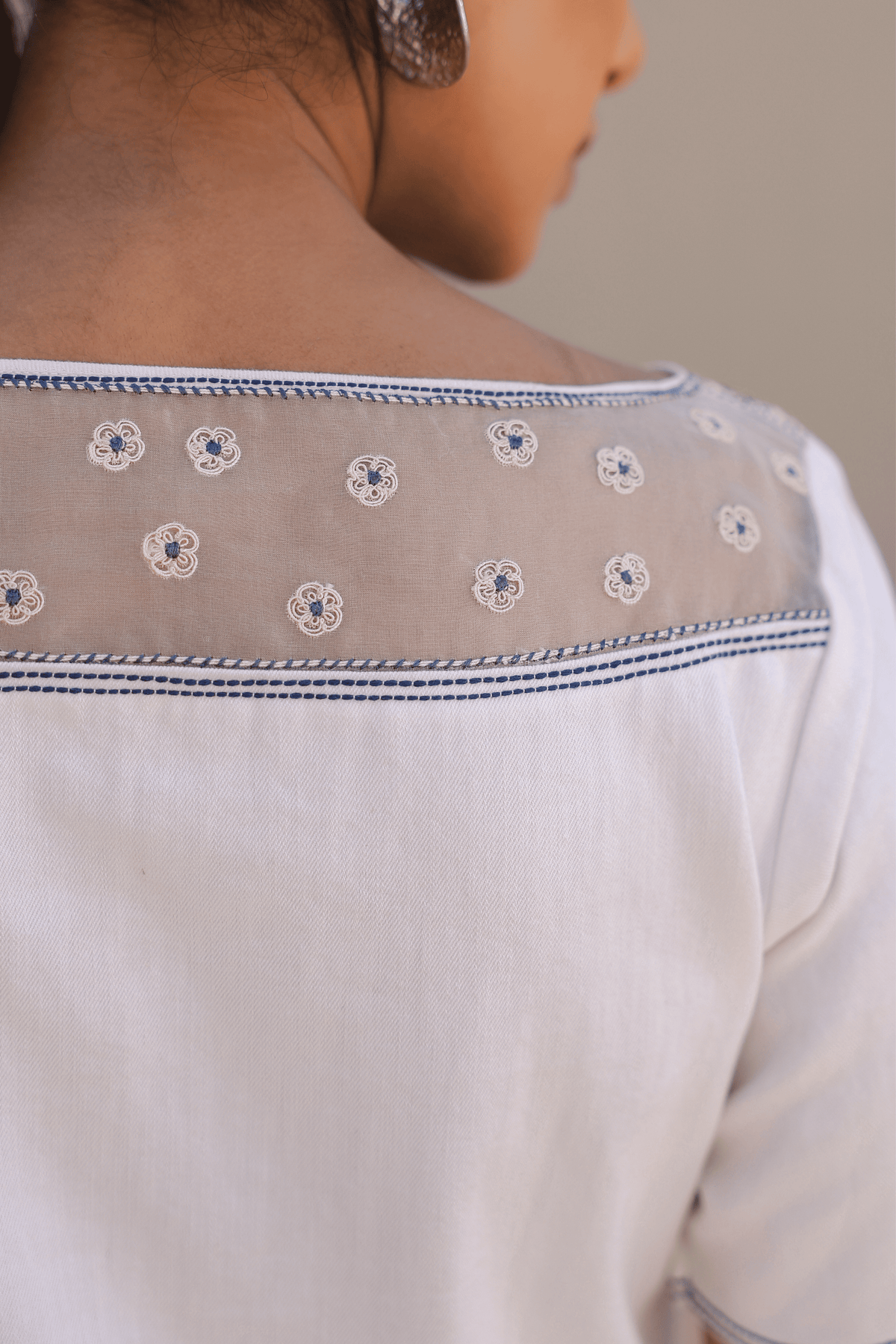 Azure Boat Neck Co-ord Set in White