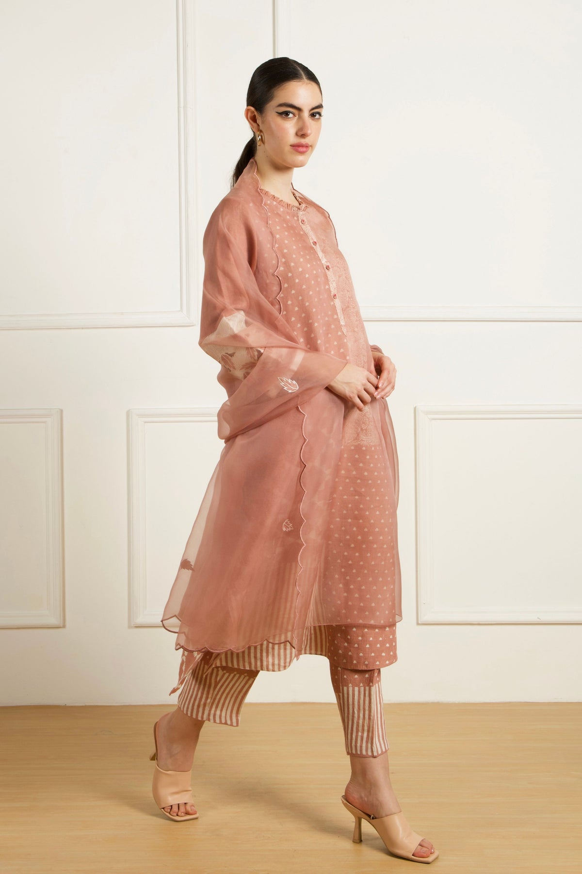 Almond Double Layer Kurta Set