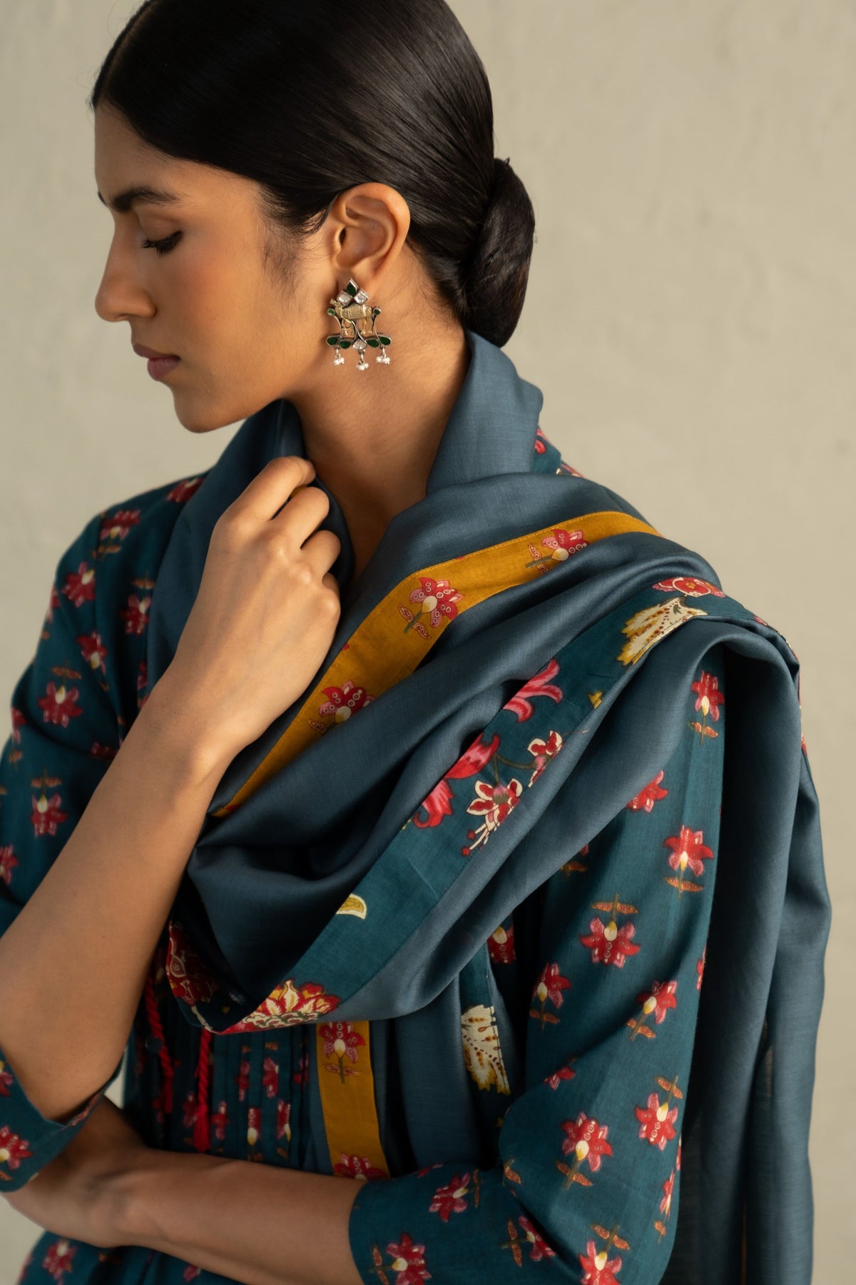 Teal Pintuck Kurta Set