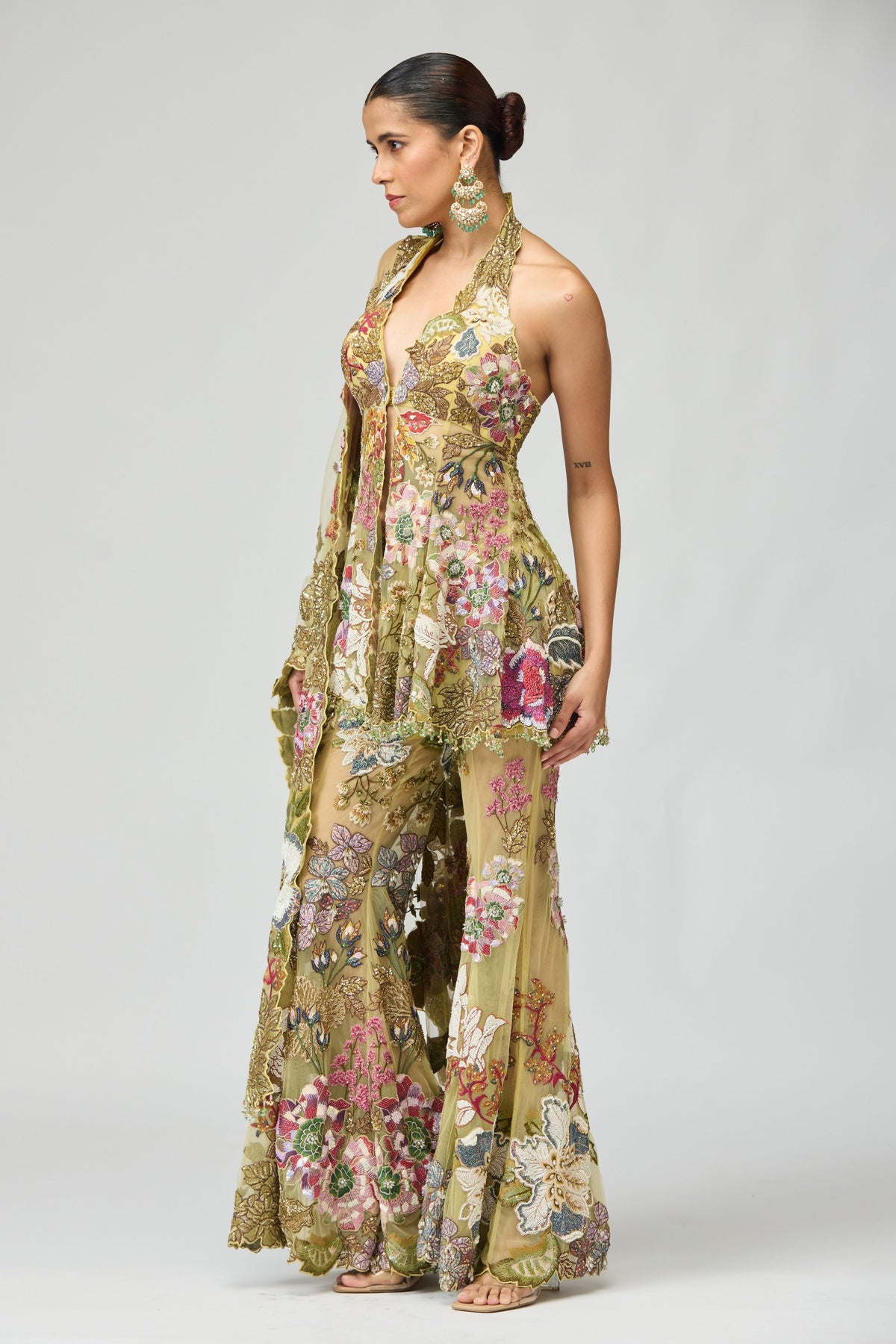 Multicolor Embroidered Sharara Set