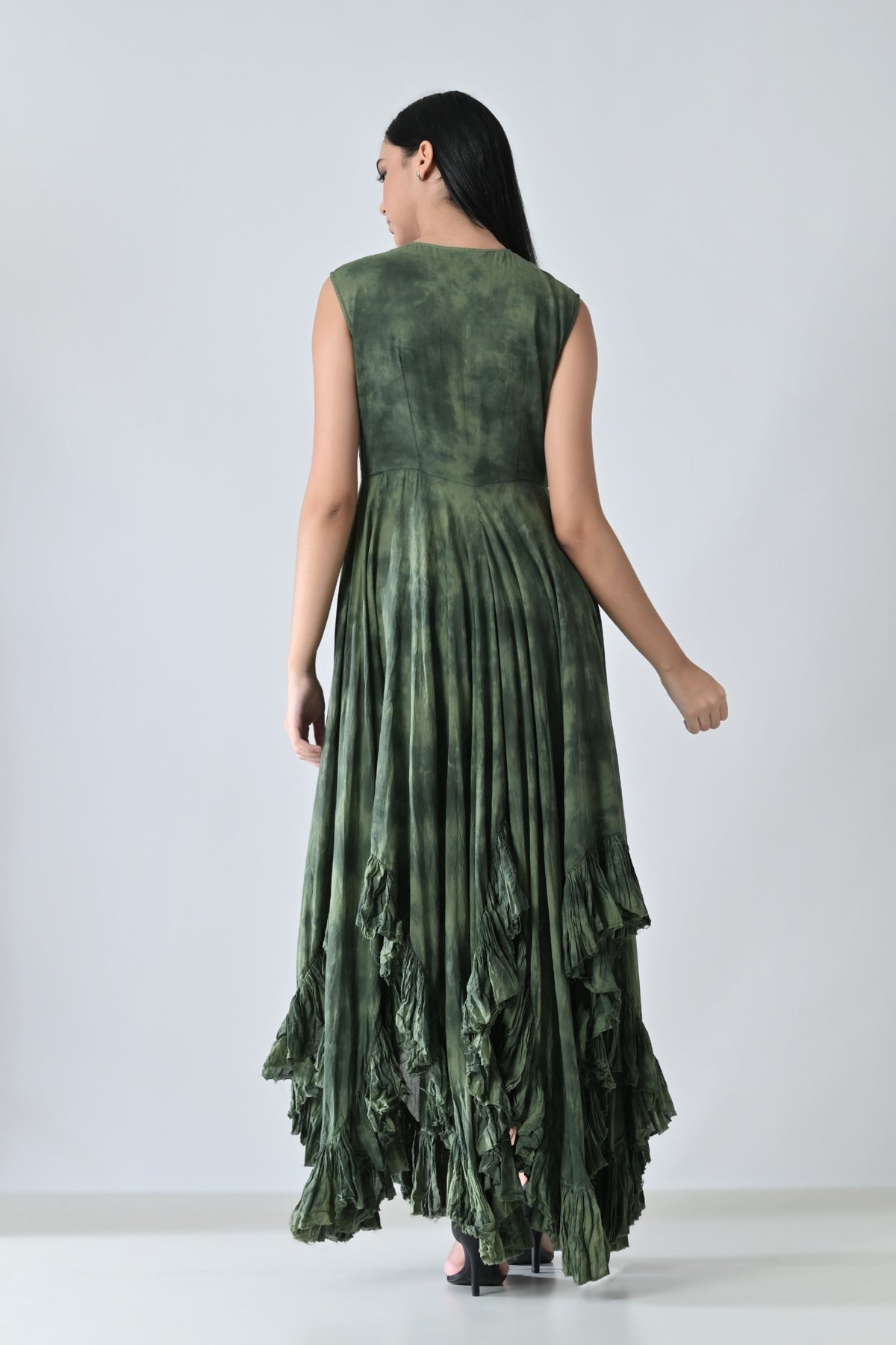 Cascade Ruffled High Low Dress