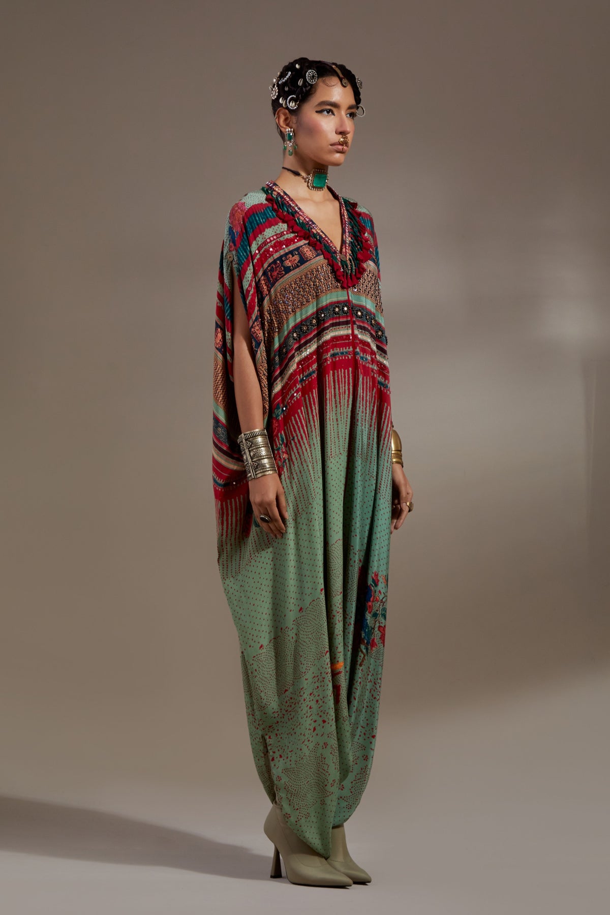 Ash Green Vayu Kaftan Jumpsuit