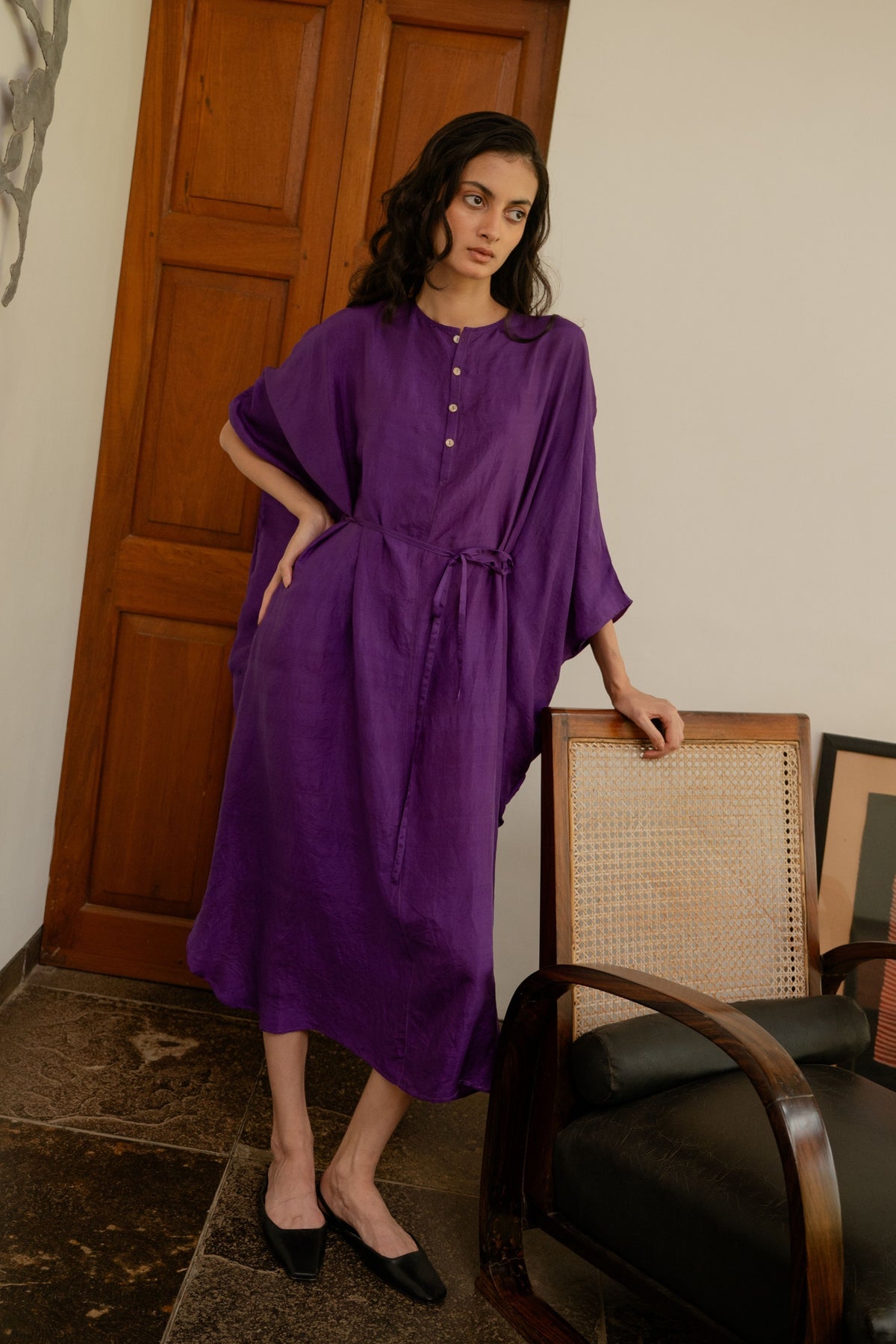 Purple Tie Up Kaftan