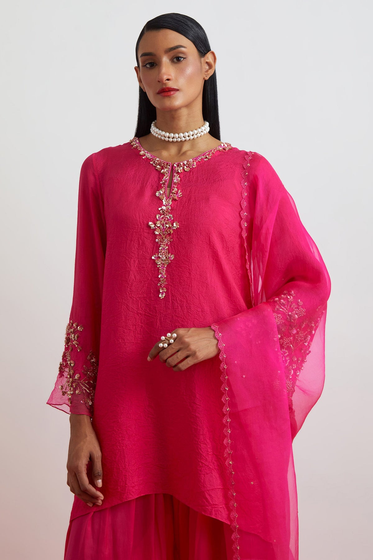 Embroidered Beaded Tunic Set