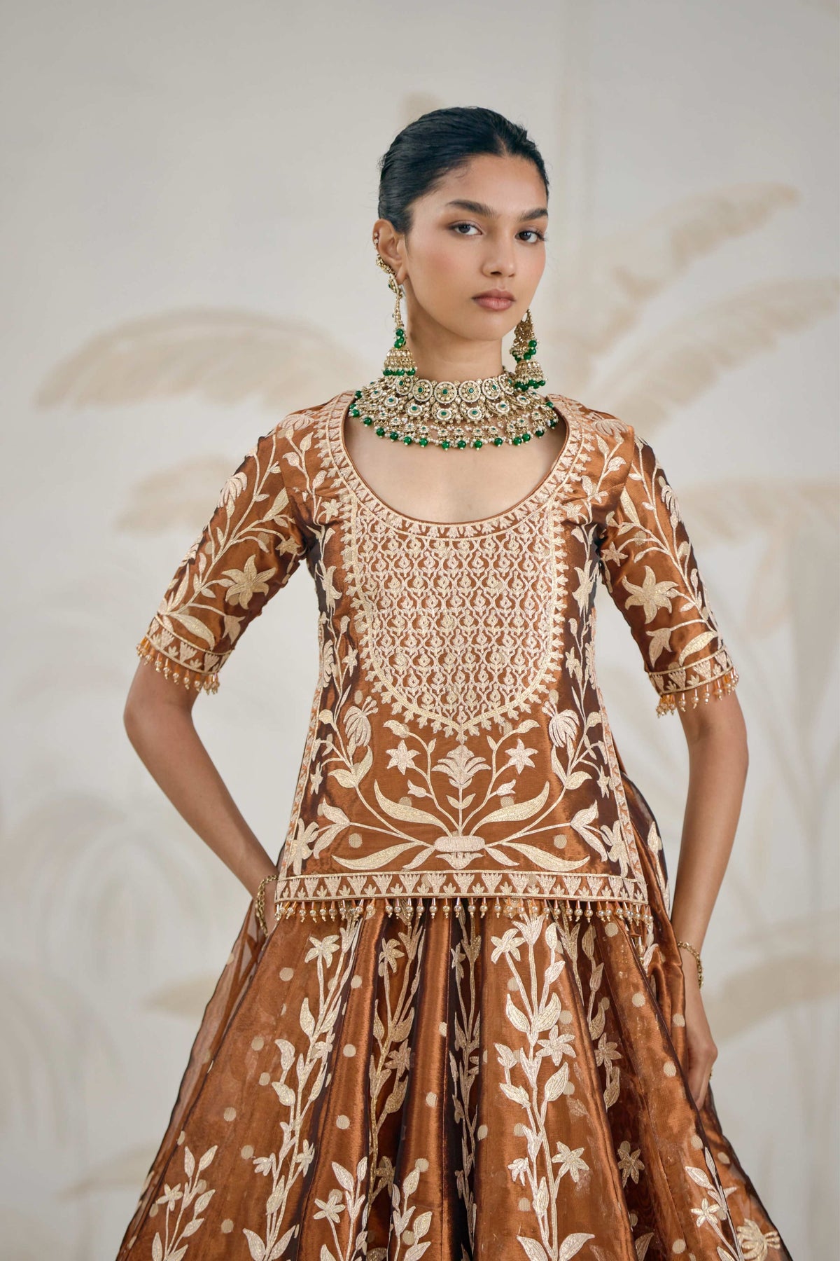 Coffee Brown Kurti-lehenga Set