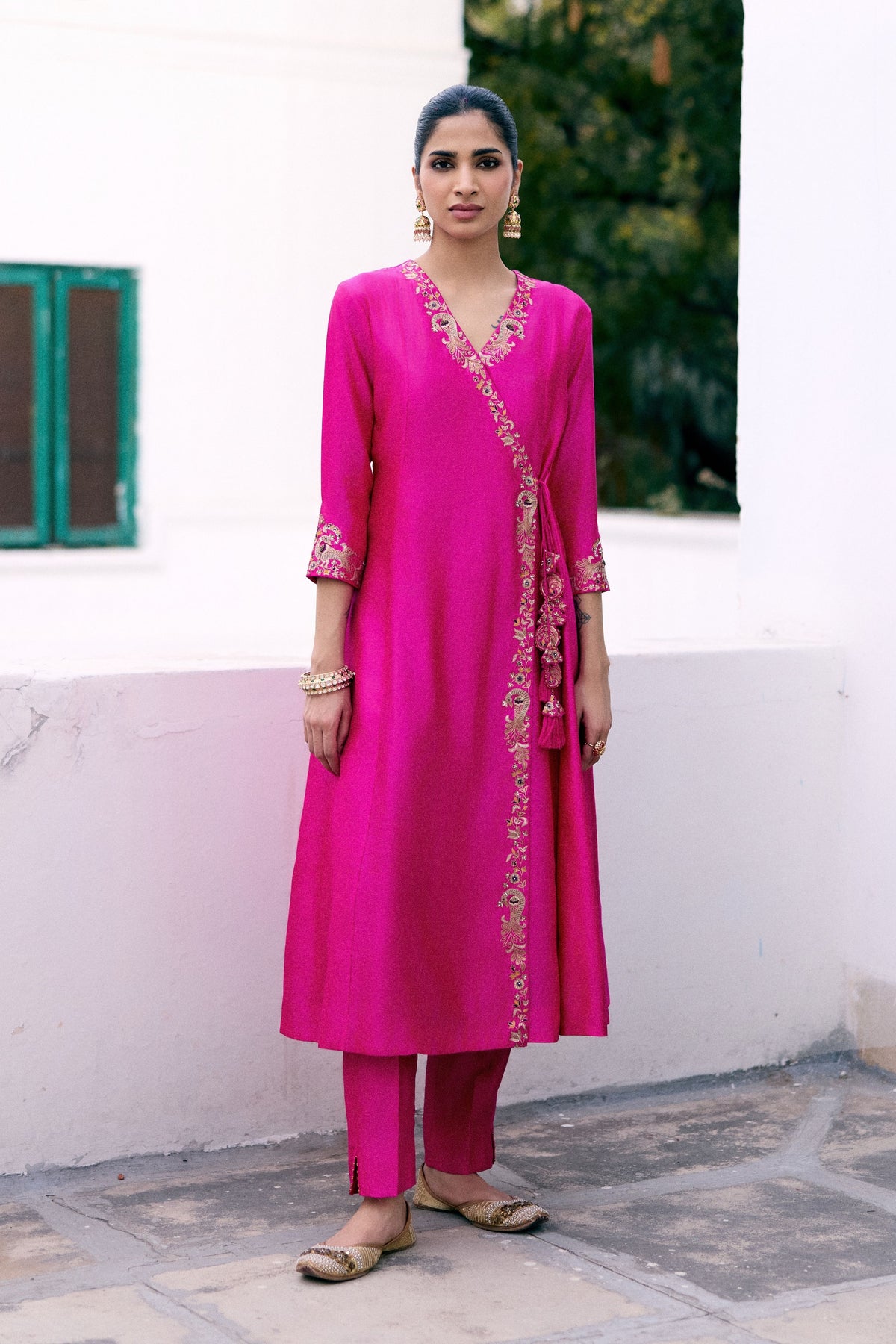 Peacock Bandhani Angrakha Set