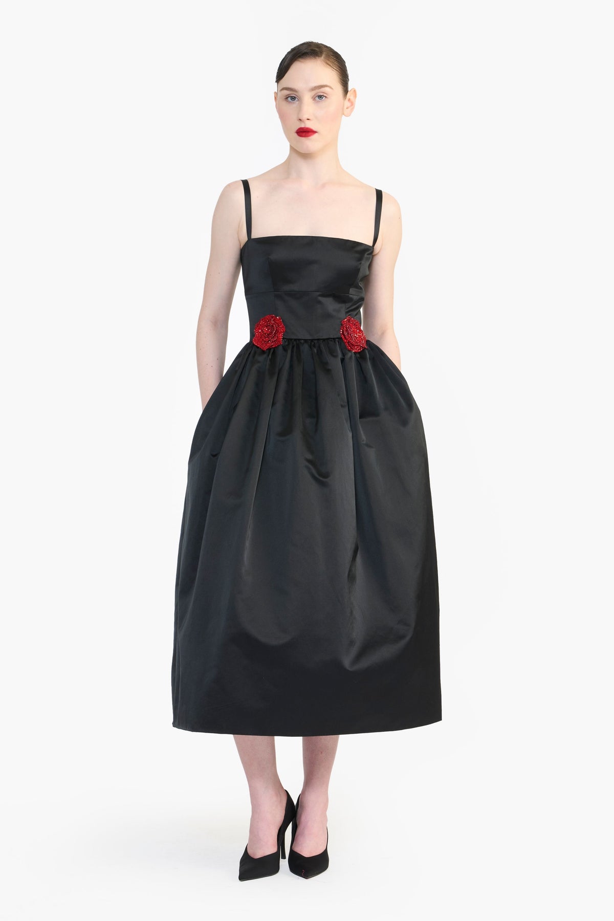 Midi Dress With Rose Flower