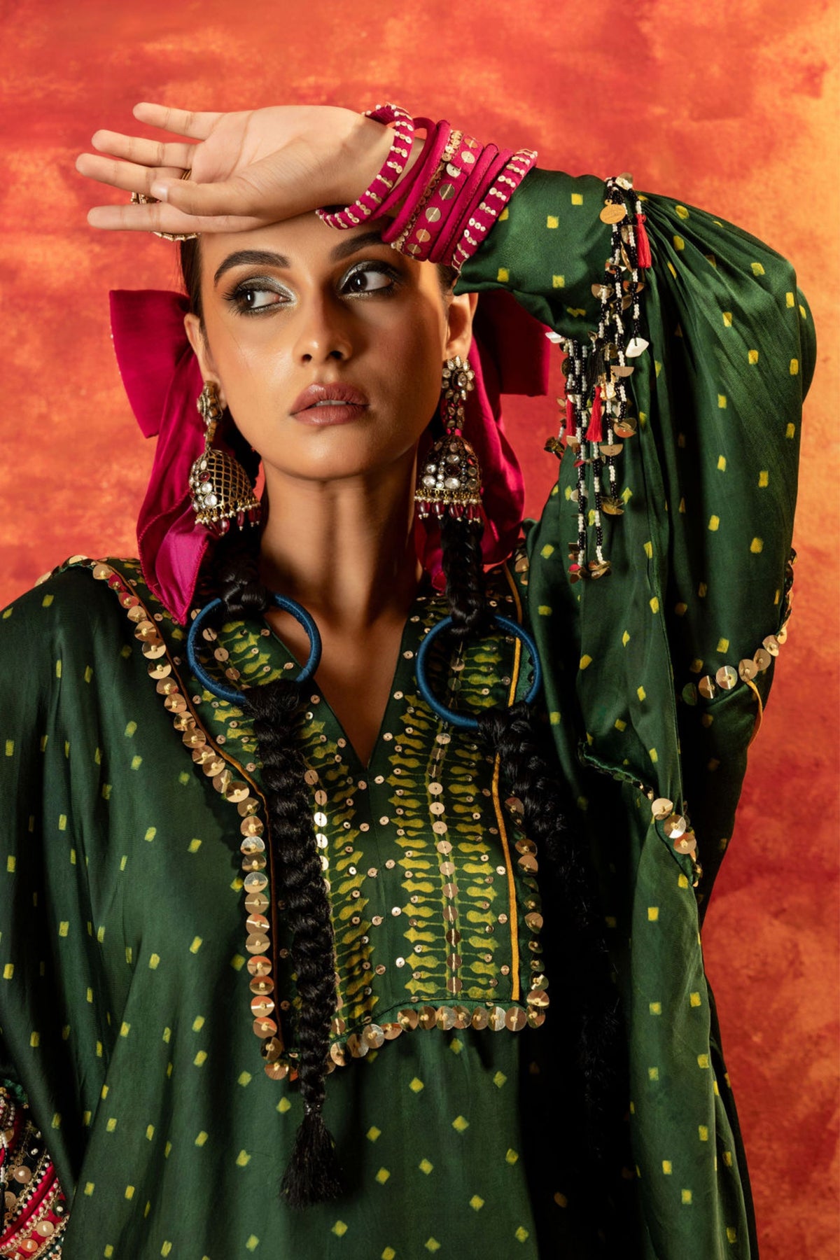 Hira Green Kaftan Set