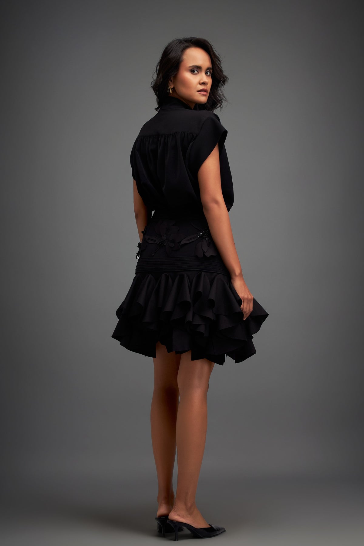 Back Top With Ruffles Skirt