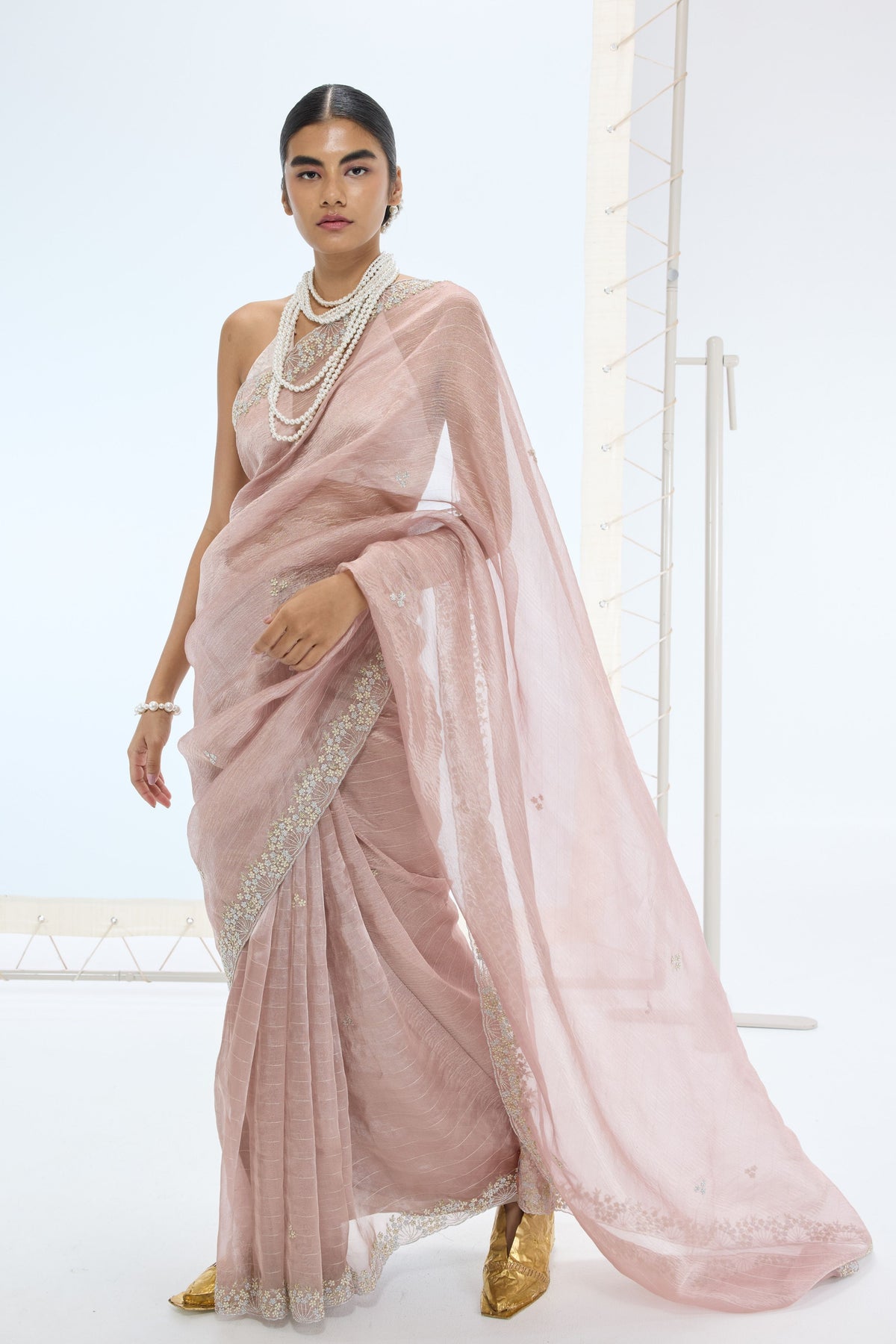 The Eva Saree in Champagne