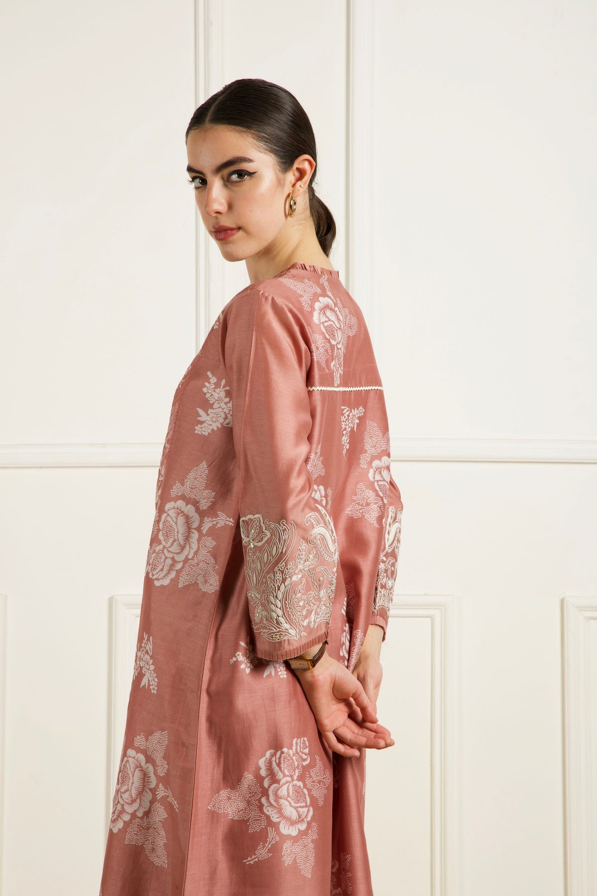 Almond Discharge Print Kurta Set