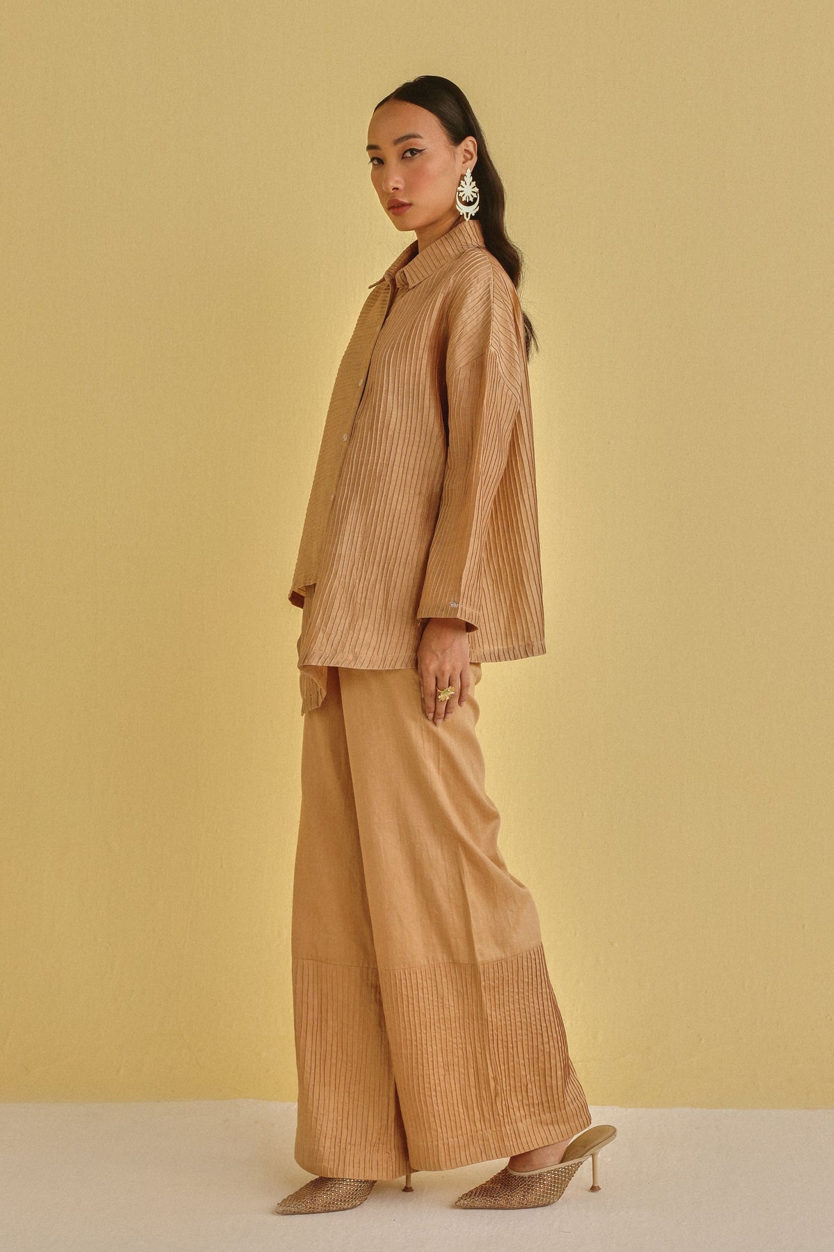 Pintuck Honey Gold Palazzos