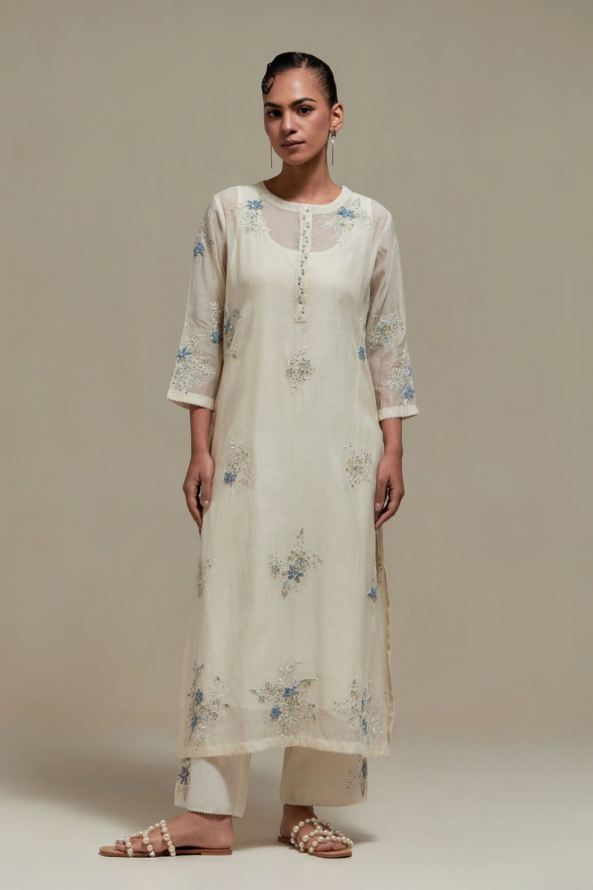 Blue Round Neck Kurta Set