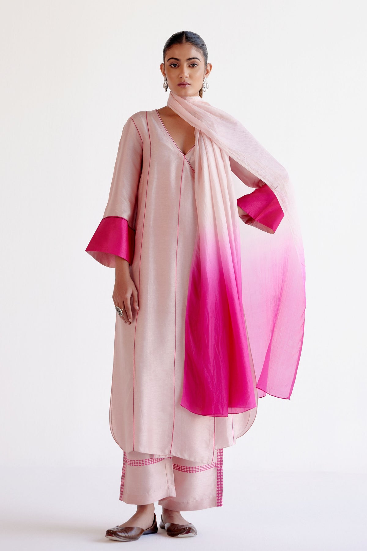 Blush Pink Angrakha Kurta Set
