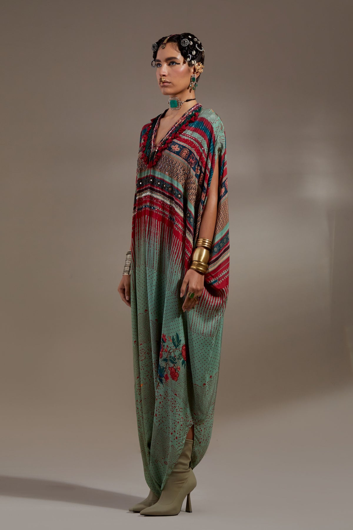 Ash Green Vayu Kaftan Jumpsuit