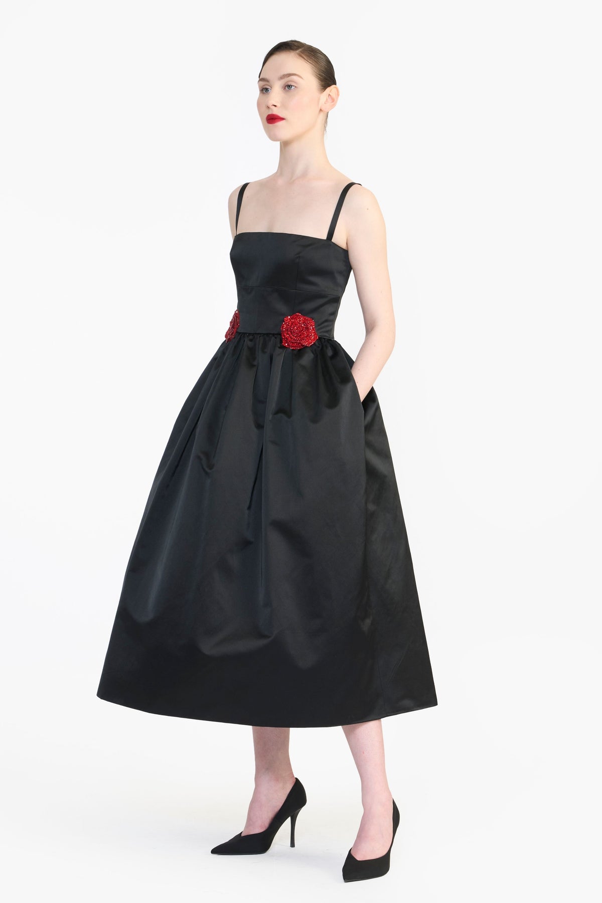 Midi Dress With Rose Flower