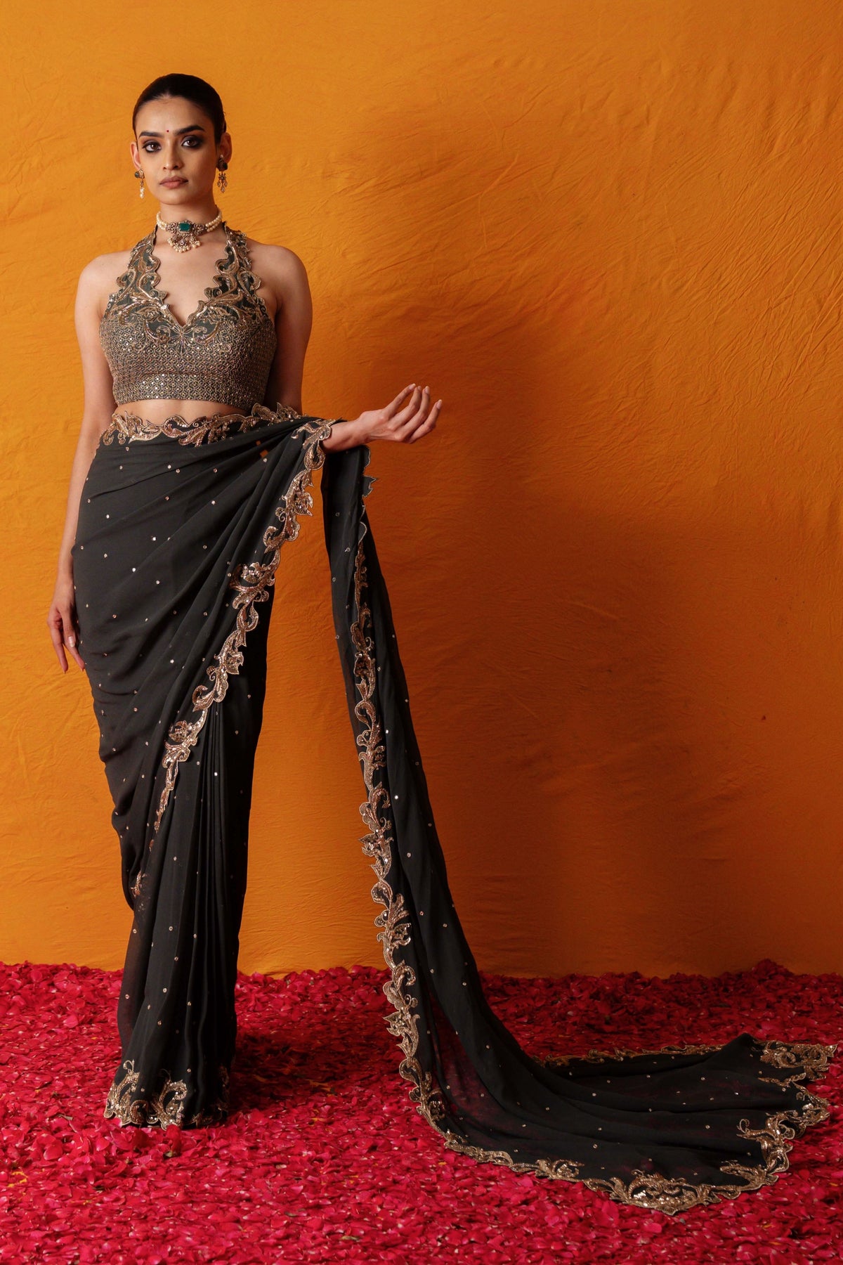 Meenakshi Pre-draped Saree Set